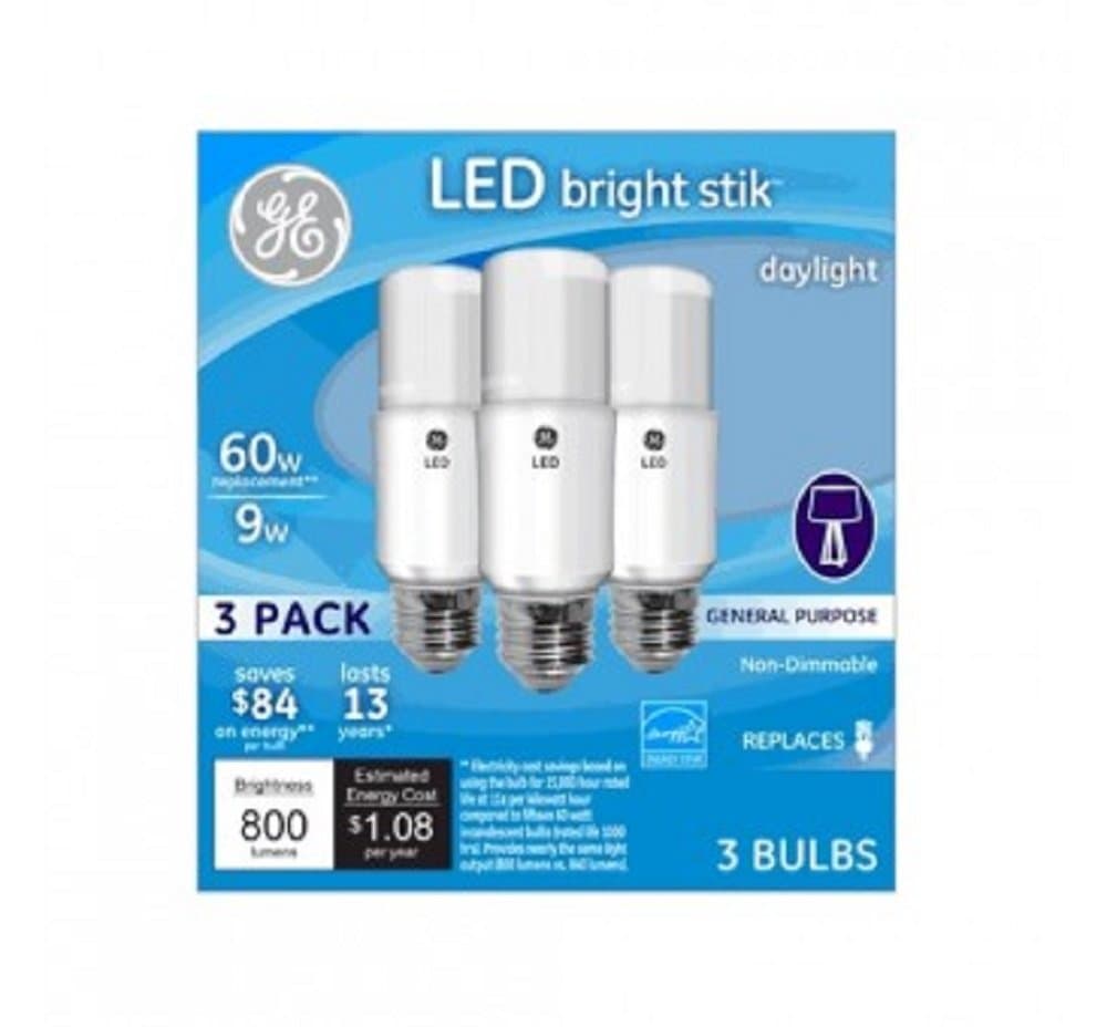 General Electric 63592 9W Daylight LED Bright Stik (3 Pack)