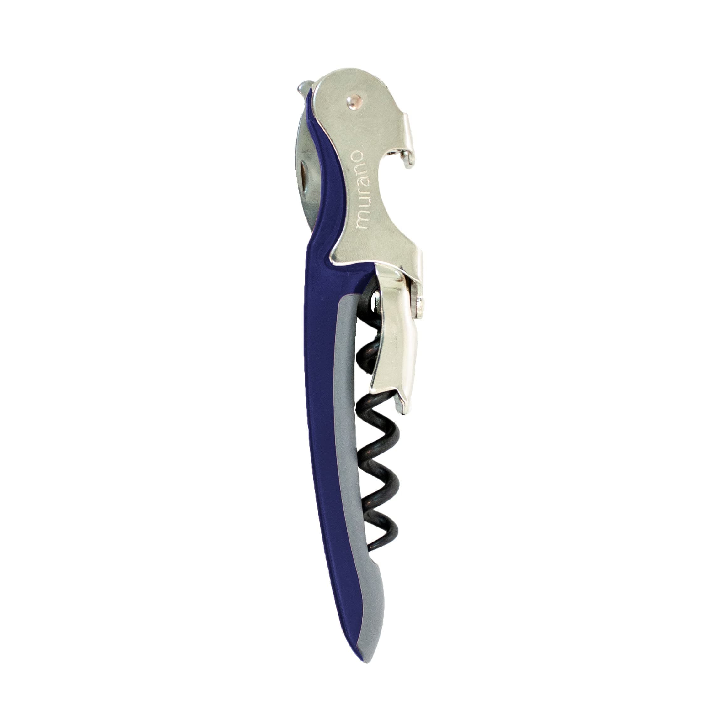 Franmara Blue Soft-Touch Murano Two-Step Waiter Corkscrew with Nonstick Spiral