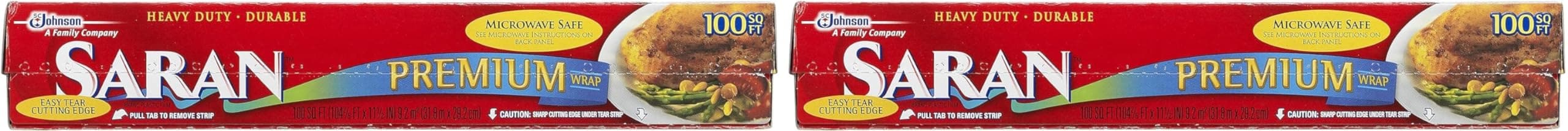 Saran Premium Plastic Wrap, 100 Sq Ft | Pack of 2