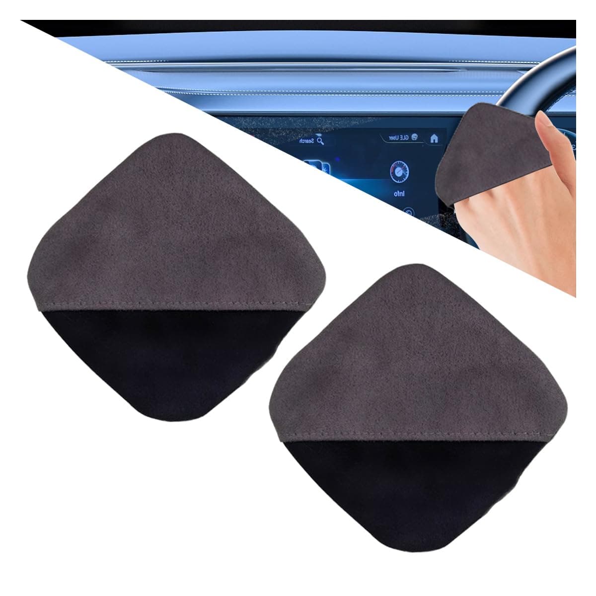 Square Car Touch Screen Cleaner Cloth, Microfiber Cleaning Pad Car Cleaning Wipes, Vehicle Screen Cleaner Tool Car Interior Cleaning Cloth for Car Dashboard Display Electronic Devices (2PCS Square)