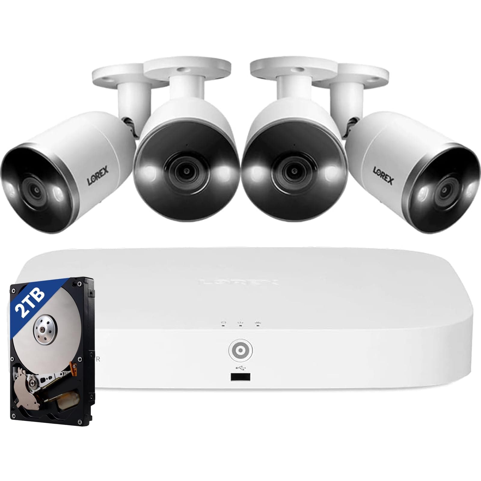 Fusion 4K Security Camera System, 2TB 8 Channel NVR with 4 Wired Indoor/Outdoor IP Cameras with POE Smart Deterrence and Intelligent Motion Detection