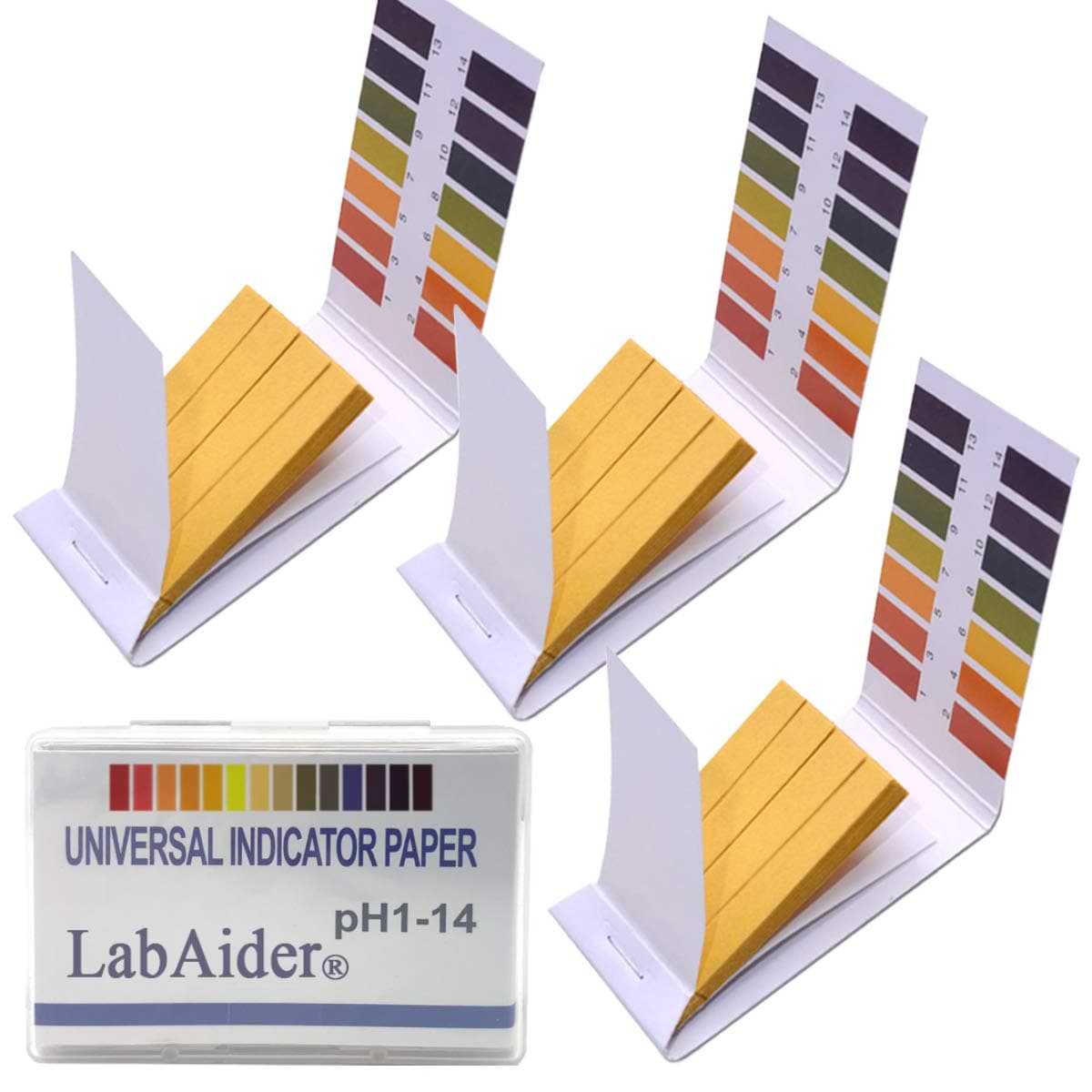 LabAider, 3 Pack pH.1-14 Test Paper Extensive Litmus Test Paper 240 Strips pH Test with Storage Case for Saliva Urine Water Soil Testing Pet Food and Diet pH Monitoring (3 Pack with Storage Case)