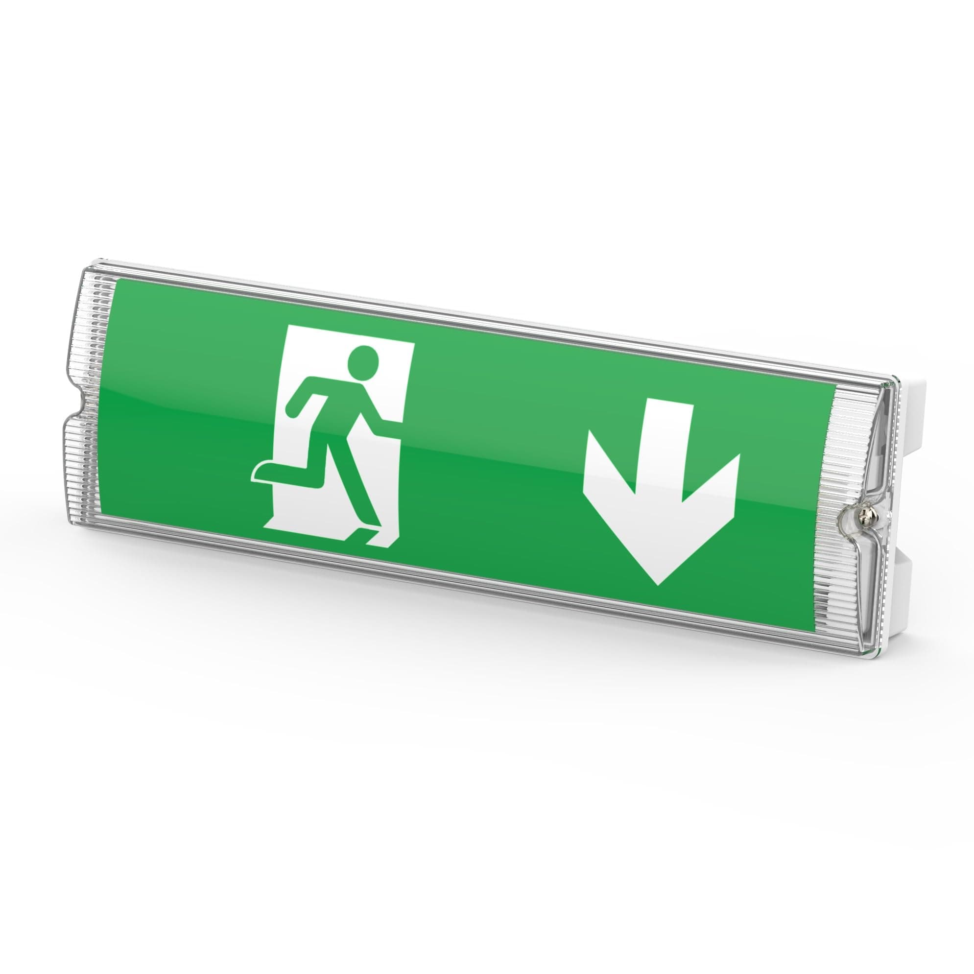 IP65 3W Emergency LED Exit Sign Bulkhead, Self Test with Legend Set, Maintained & Non Maintaned, Ceiling & Wall Mounted (Pack of 1)