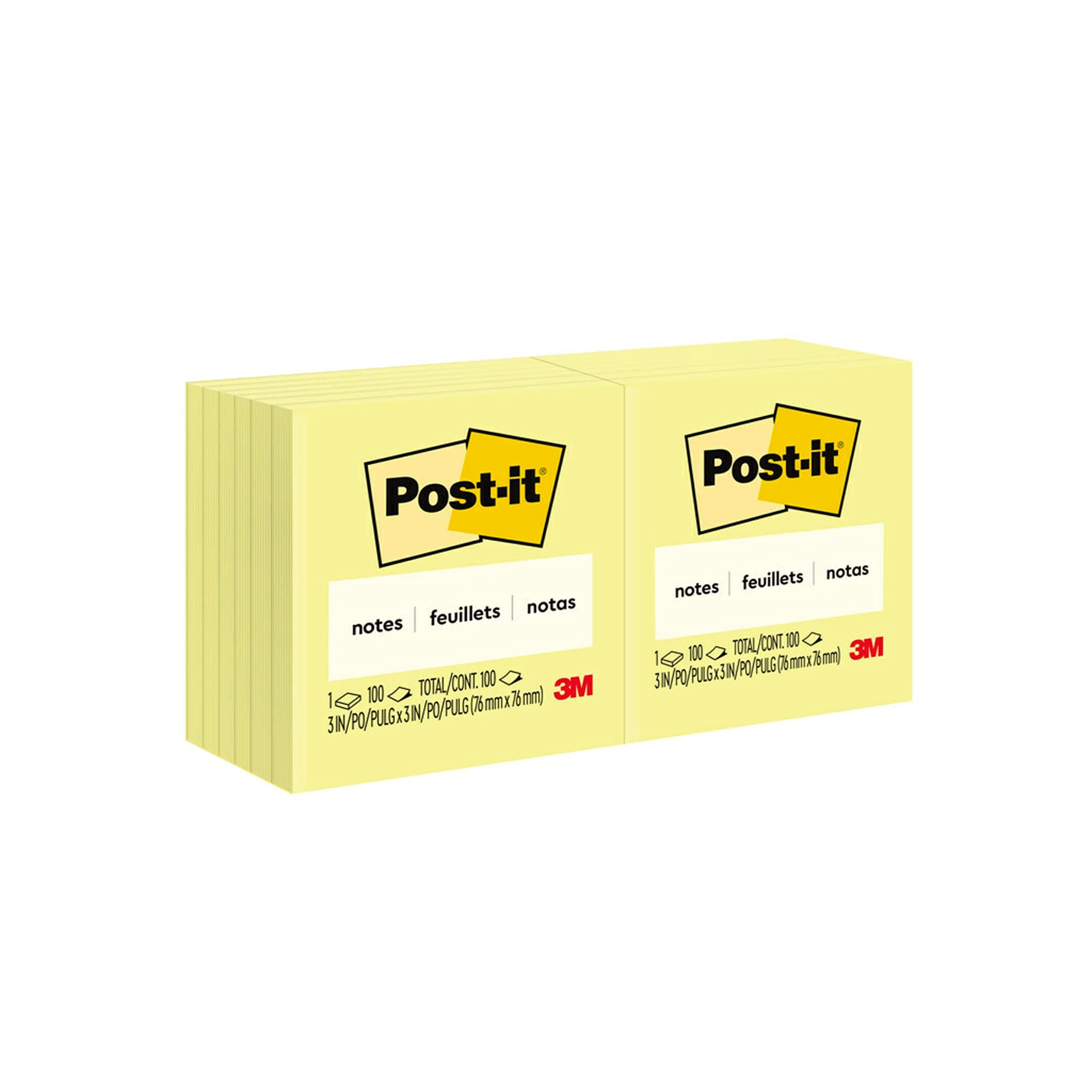 - Post-it Notes 3x3 in, 12 Pads, America's #1 Favorite Sticky Notes, Canary Yellow, Clean Removal, Recyclable (654)