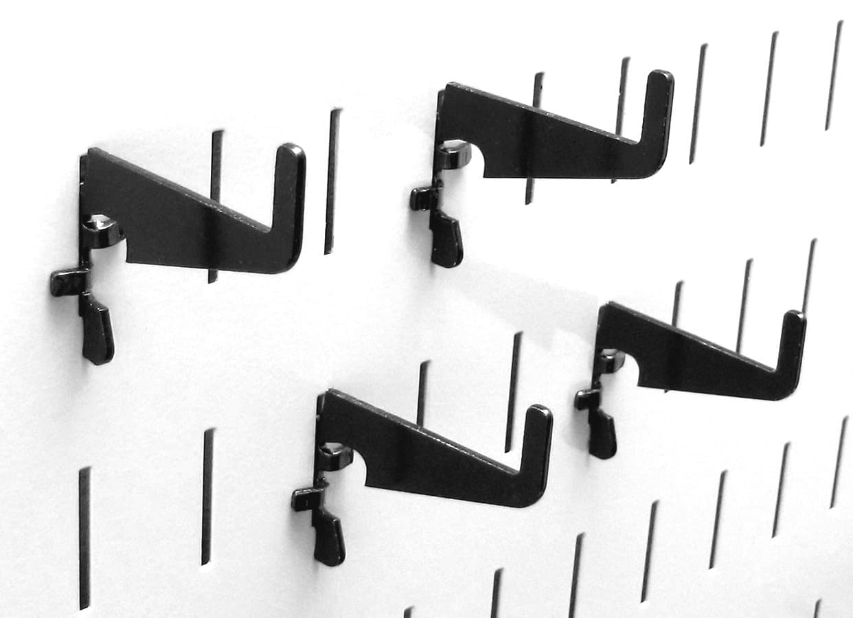 Wall Control 10-HM-002 B Medium 1-7/8" Slotted Pegboard Hook, Pack of 4 Metal Pegboard Hooks for Wall Control Pegboard Only, Black