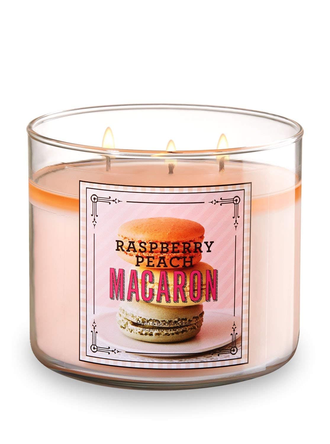 Bath & Body Works 3 Wicks candle Raspberry Peach Macaron