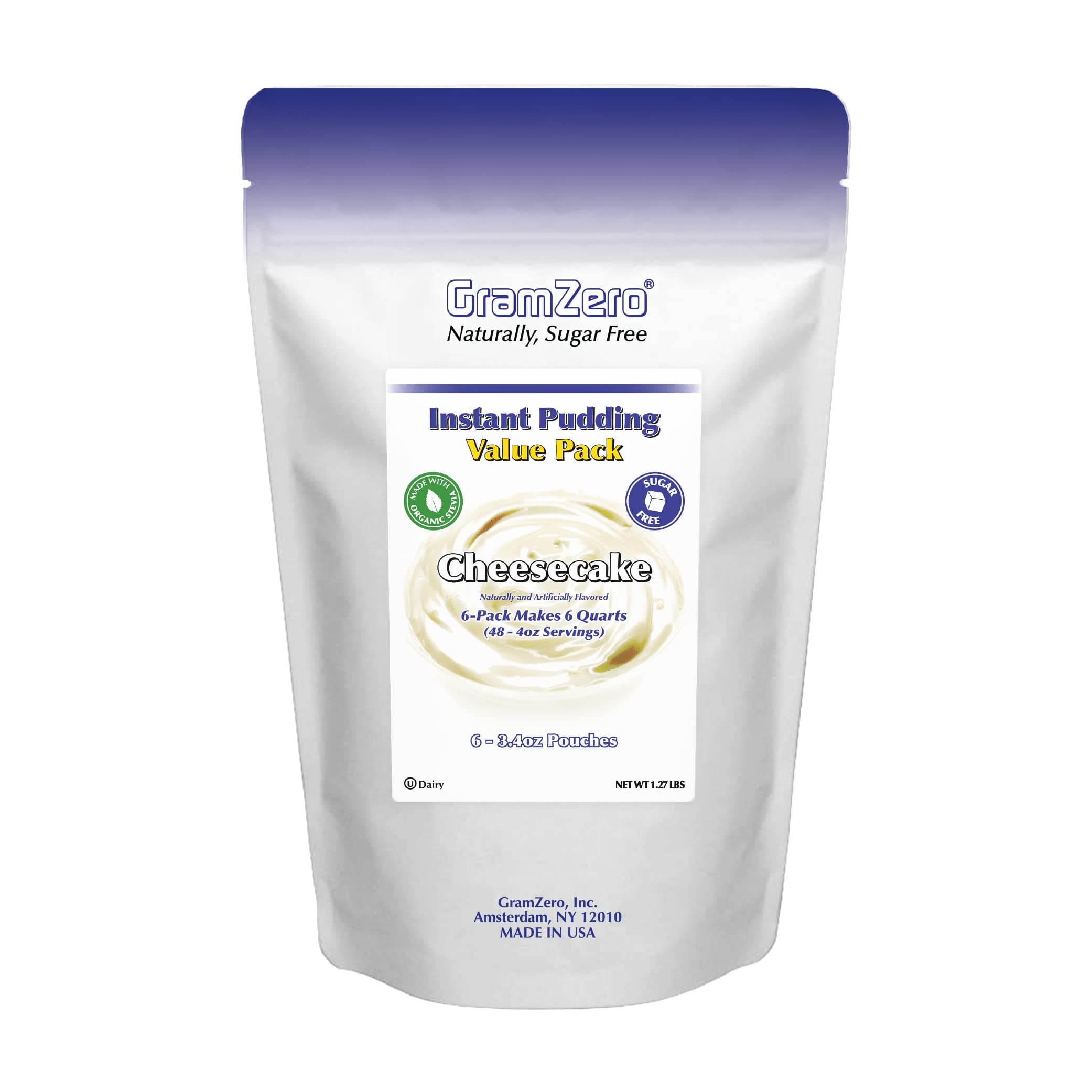 Cheesecake Sugar Free Pudding Mix 6-Pack, Great For Nutrition Club Meal Replacement Shakes, Low Calorie Dessert, Stevia Sweetened