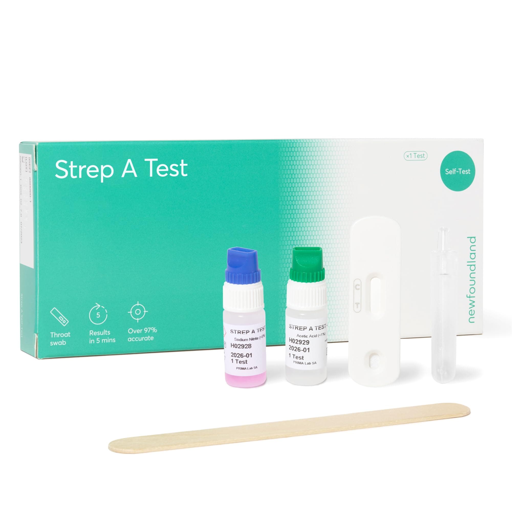 Strep A Test Kit-Home Self-Test for Throat Infections -Accurate & Rapid Result in Under 5 Minutes -Detect Streptococcus A Bacterial Infection-Certified by CE Single Person Test Kit