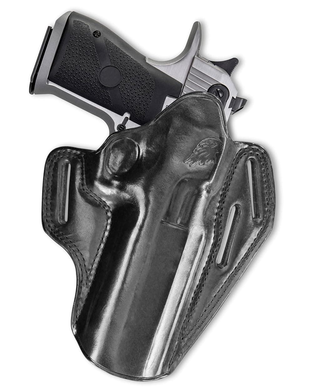 - OWB Leather Pancake Holster Open Top for Desert Eagle, Fits All CALIBERS with 6'' Barrel, Right Hand Draw, Black Color #1089#