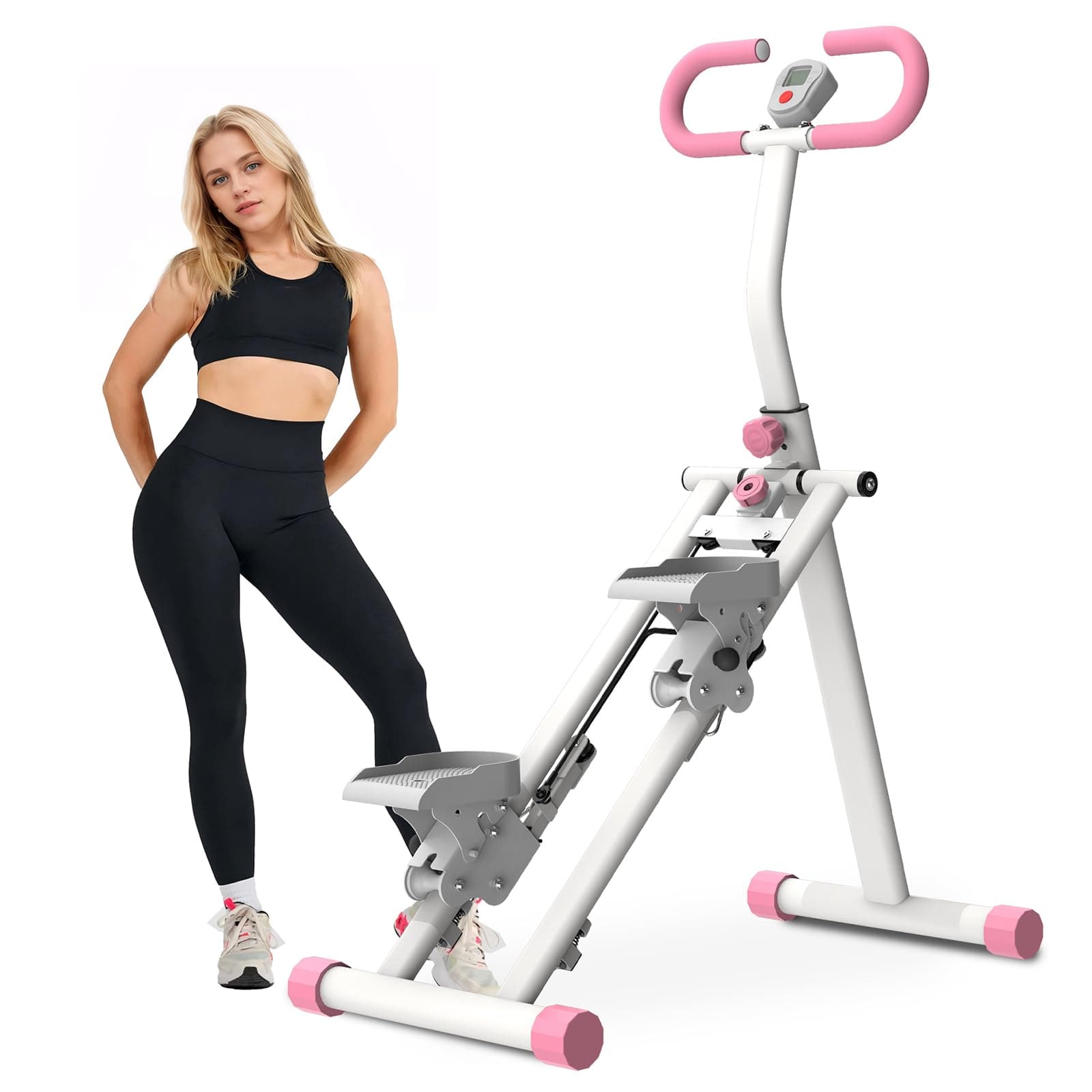 Stair Stepper for Home,Vertical Climber Machine Pro Series,Full-Body Cardio Workout Equipment with Adjustable Handlebar & Stable Frame - Home Gym Stair Stepper for Low-Impact Exercise (Pink)