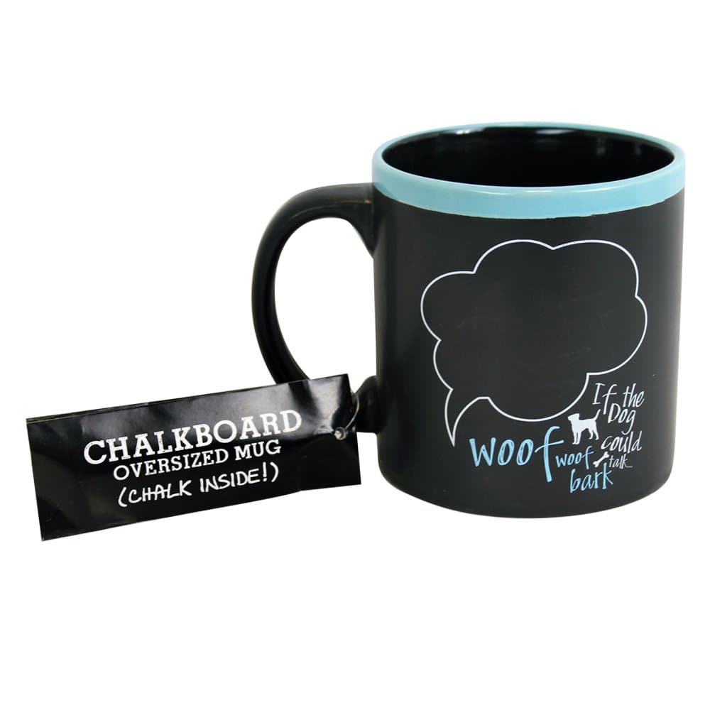 MODPAWS If the Dog Could Talk Chalk Ceramic Coffee Mug, 22 fl. oz., Black