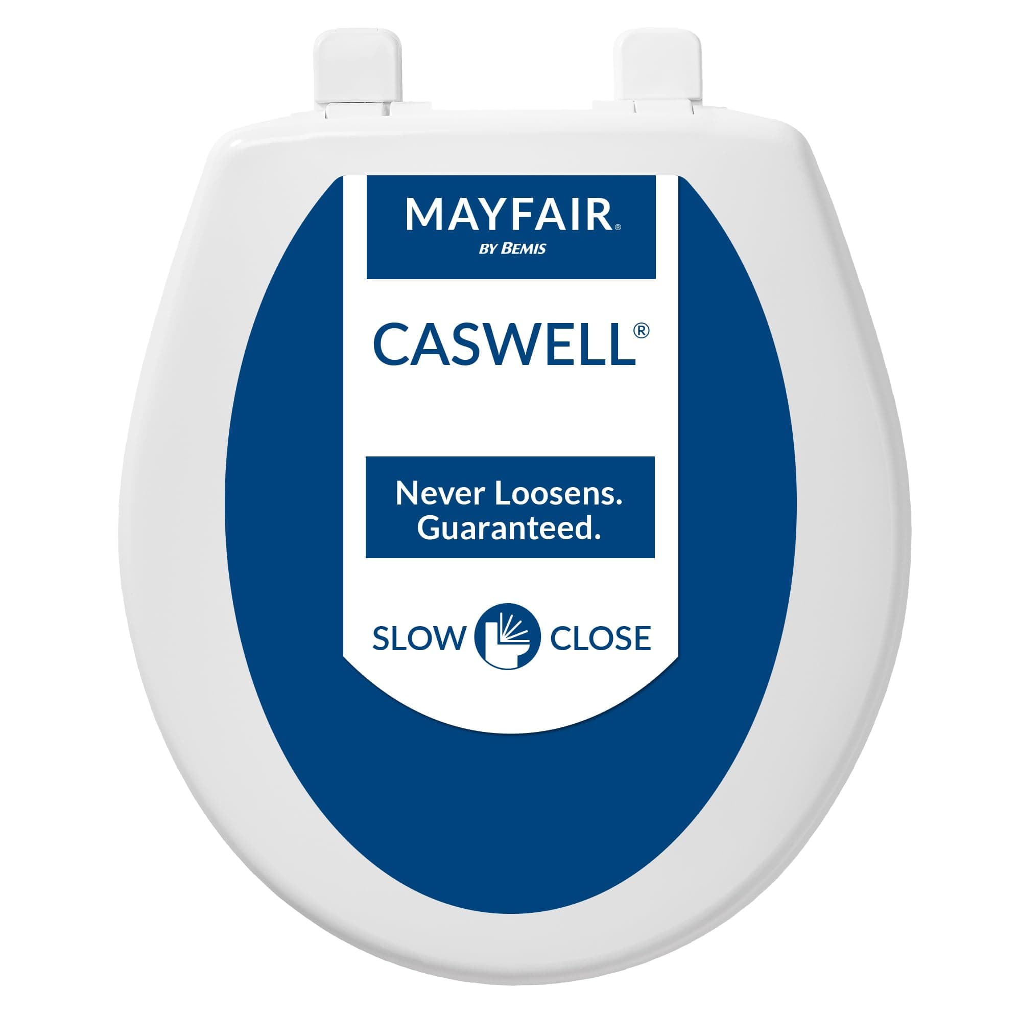 Mayfair Caswell Modern Slow Close Toilet Seat, Durable Plastic Seat, Made in USA, Round, White