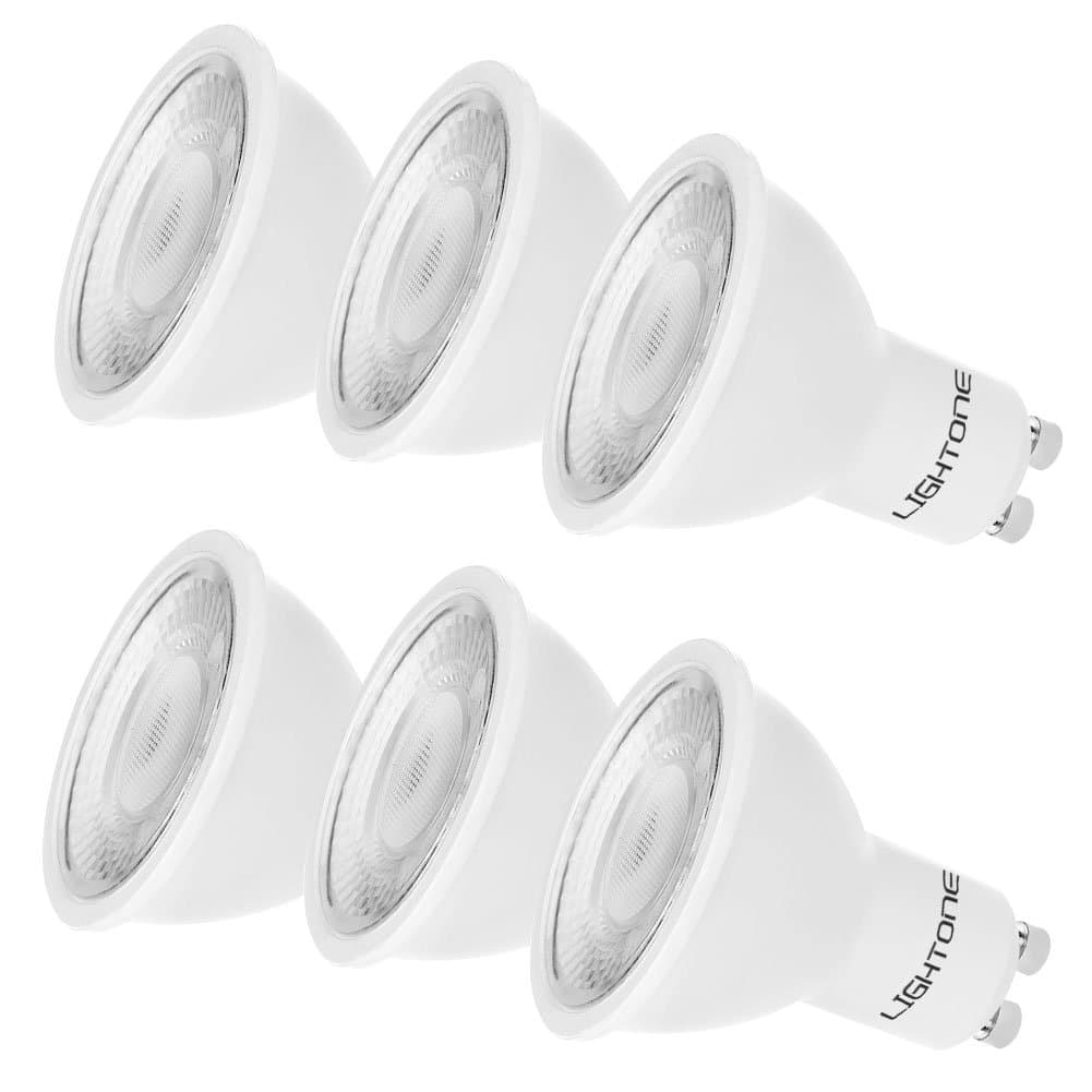Lightone GU10 LED Bulbs, 50W Halogen Bulbs Equivalent, Warm White 3000K, 5W 450LM, MR16, 6-Pack
