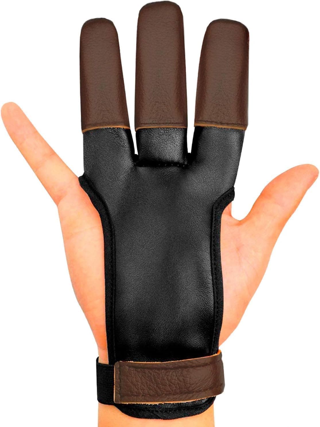 KESHES Archery Glove - Three Finger Tab with Durable Leather Finger Protector for Recurve & Longbow Bows - Comfortable Guard for Men, Women, & Youth - Ideal for Archery Hunting & Target Practice