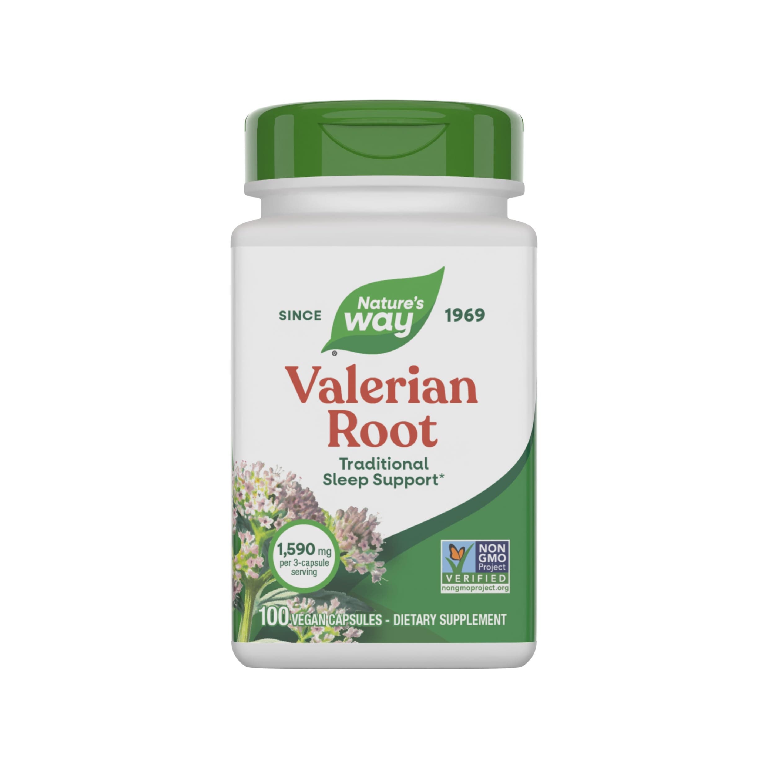 Nature's Way Valerian Root, Traditional Sleep Support, Non-GMO Project Verified, Gluten Free, Vegan, 100 Capsules (Packaging May Vary) - 1 Pack
