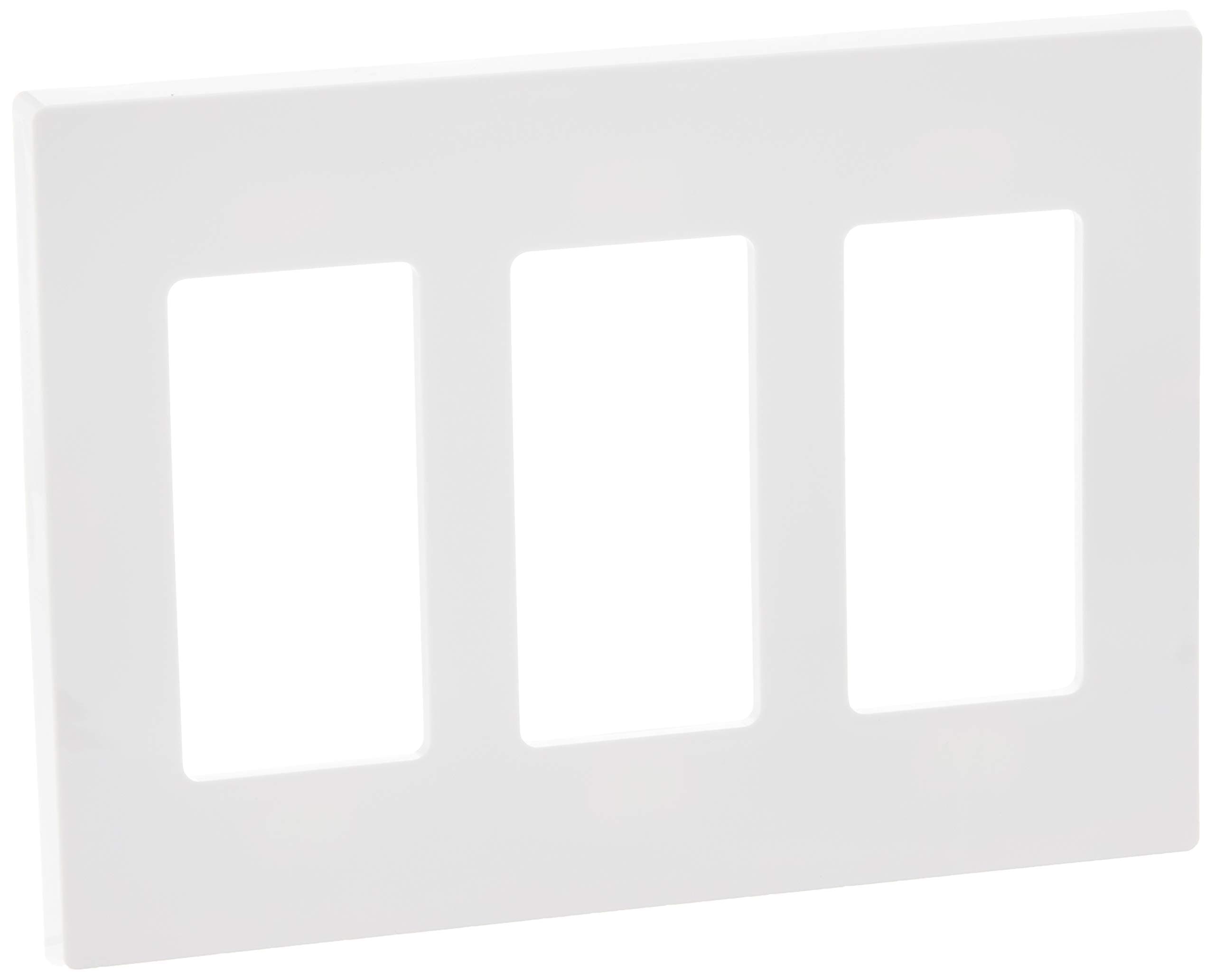 Leviton 3-Gang Decora Plus Wallplate Screwless Snap-On Mount, 80311-SW, White