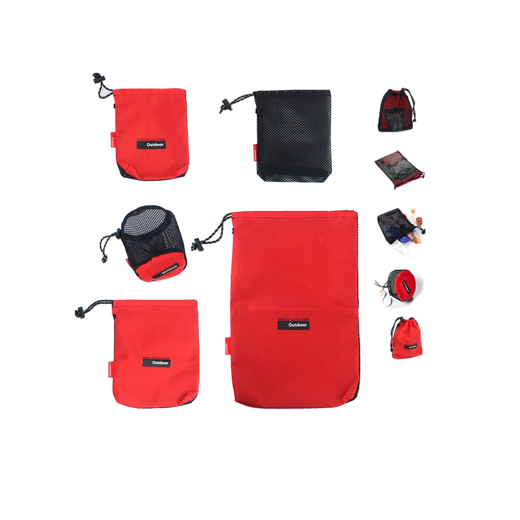 Drawstring Bags/Pouch/Ditty/Mesh-Stuff-Sack for Camping/Travel Cord/Bag - Storage 5-in-1 Travel Use Nylon 5 Pieces