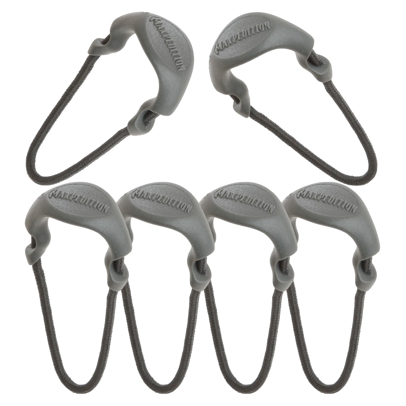 Positive Grip Zipper Pulls (Large, Gray) Pack of 6, Zipper Pull Replacement for Tactical Backpack, EDC Pouch, Bug Out Bag & Luggage, Sling Pull Tab, PZLGRY