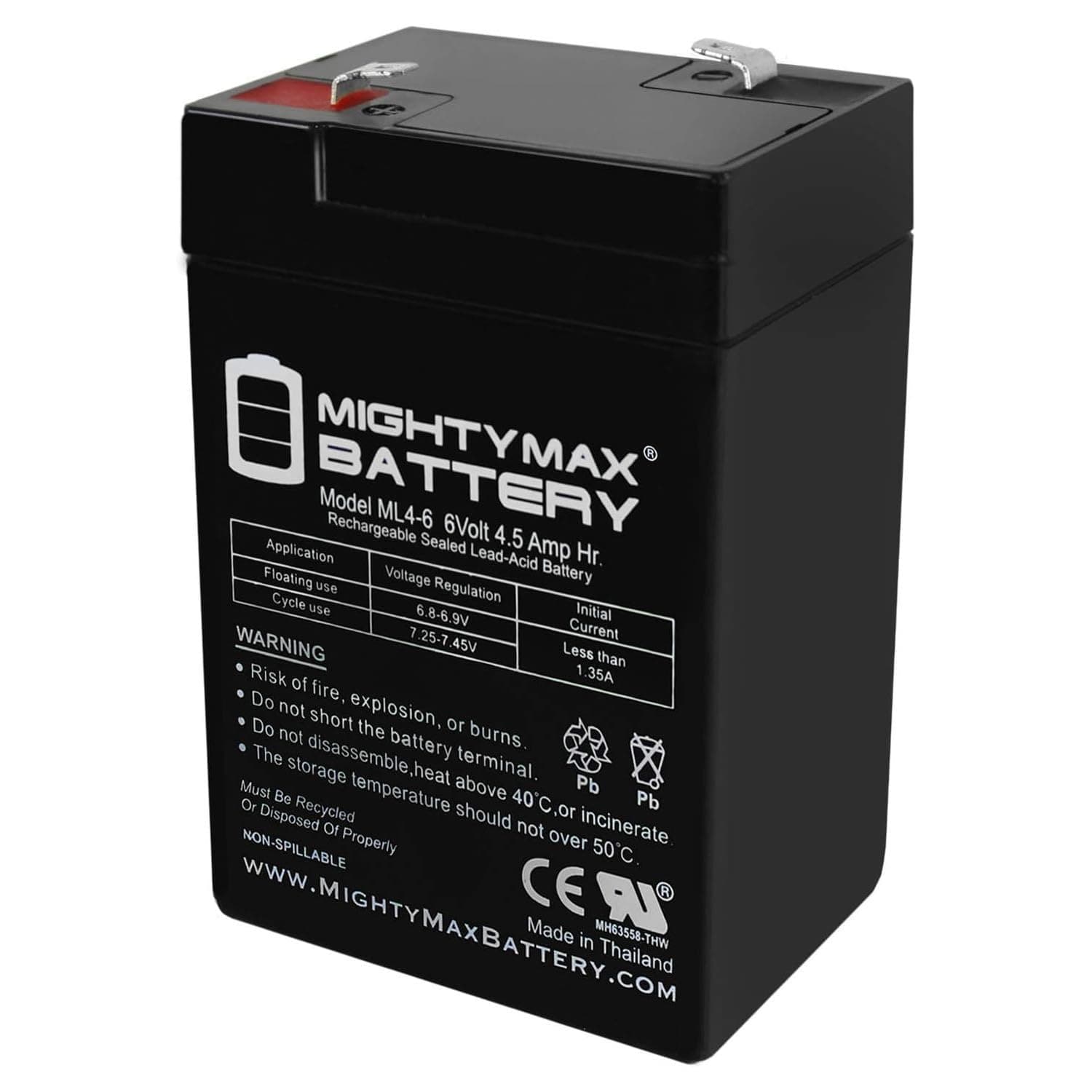Mighty Max Battery ML4-6 - 6V 4.5AH General 00648 Sealed Non-Spillable Emergency Light WKA6-5F