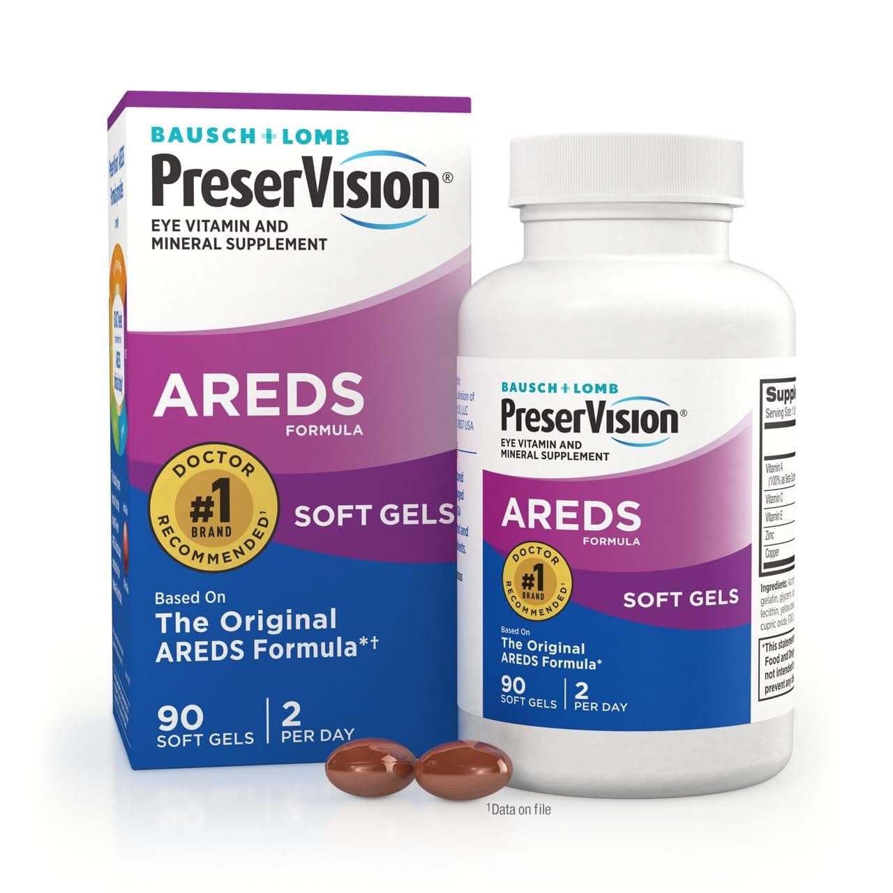 AREDS Eye Vitamins, Multivitamin with Copper, Vitamin A, C & E, Zinc Supplements, 90 Softgels