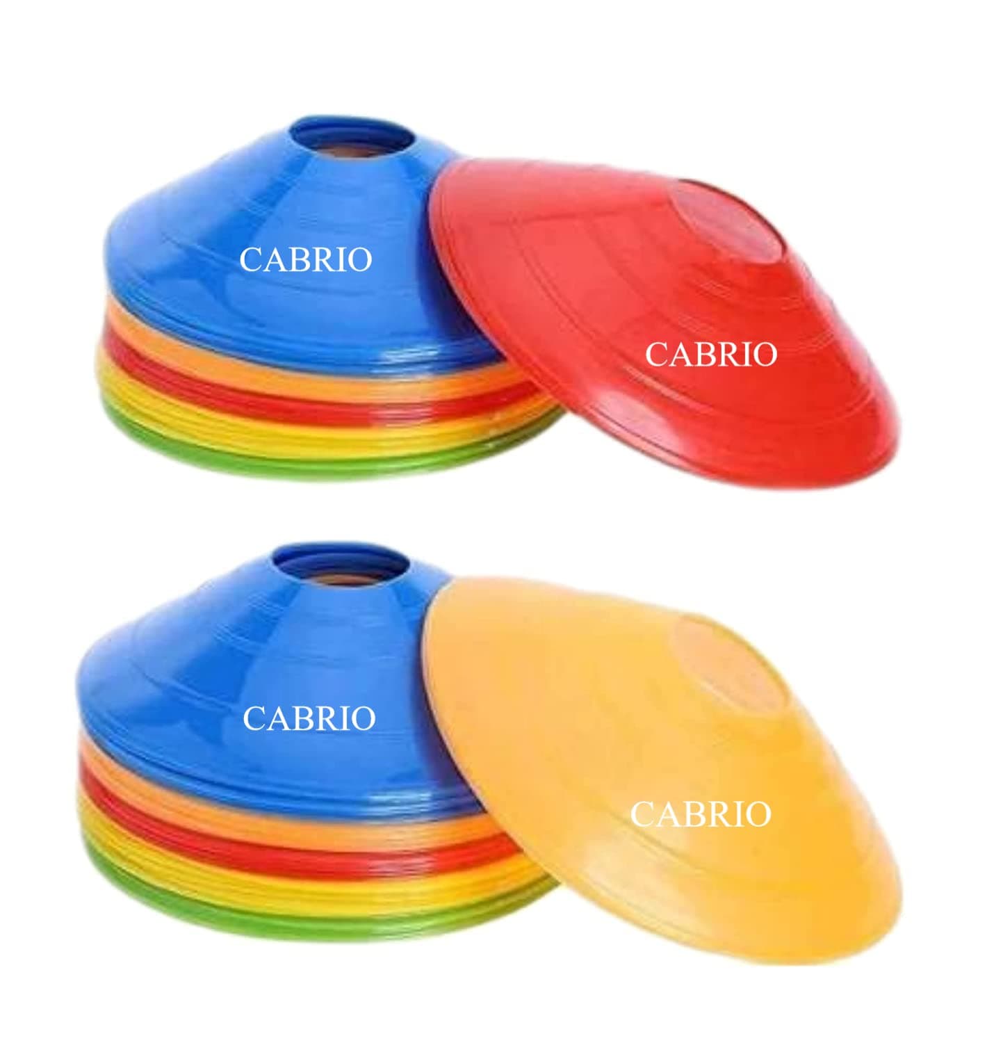 CABRIO Disc Plastic Space Marker Agility Soccer Cones for Training, Football, Kids, Sports, Field Cone Markers (Multicolor, 10 Cones Set) (10)