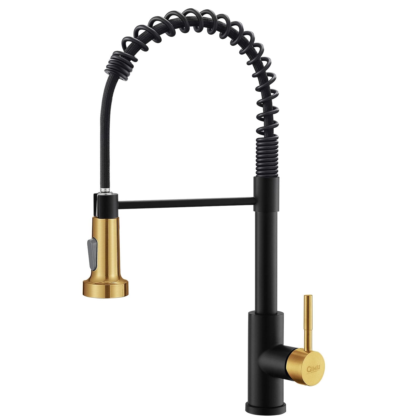 Kitchen Faucet with Pull Down Sprayer Single Hole Stainless Steel Sink Faucet, Suitable for Farmhouses, RV, Laundry Room, Outdoor, and Campers. Llave para fregadero de cocina Black and Gold