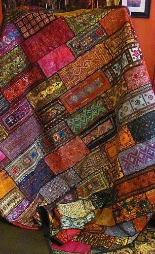 King Size Embroidered Patchwork Antique Kuchi Tapestry Bedspread & Pillow Cover Sets