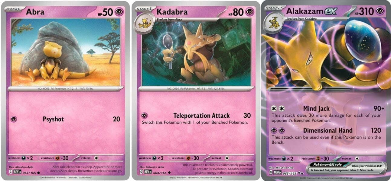 Pokemon Alakazam ex 065/165 - 151 - Double Rare - Evolution 3 Card Set - Kadabra Abra