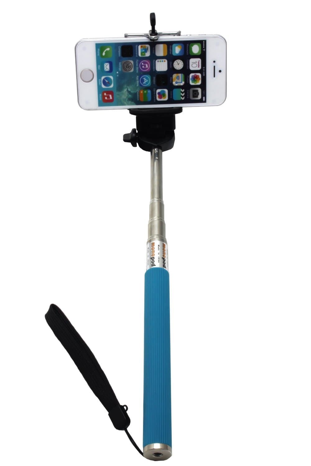 Extendable Self Portrait Selfie Handheld Stick Monopod With Smartphone Adajustable Holder For iPhone Samsung Camera With 1/4 Inch Screw Hole Fit Most of Cameras (Blue)