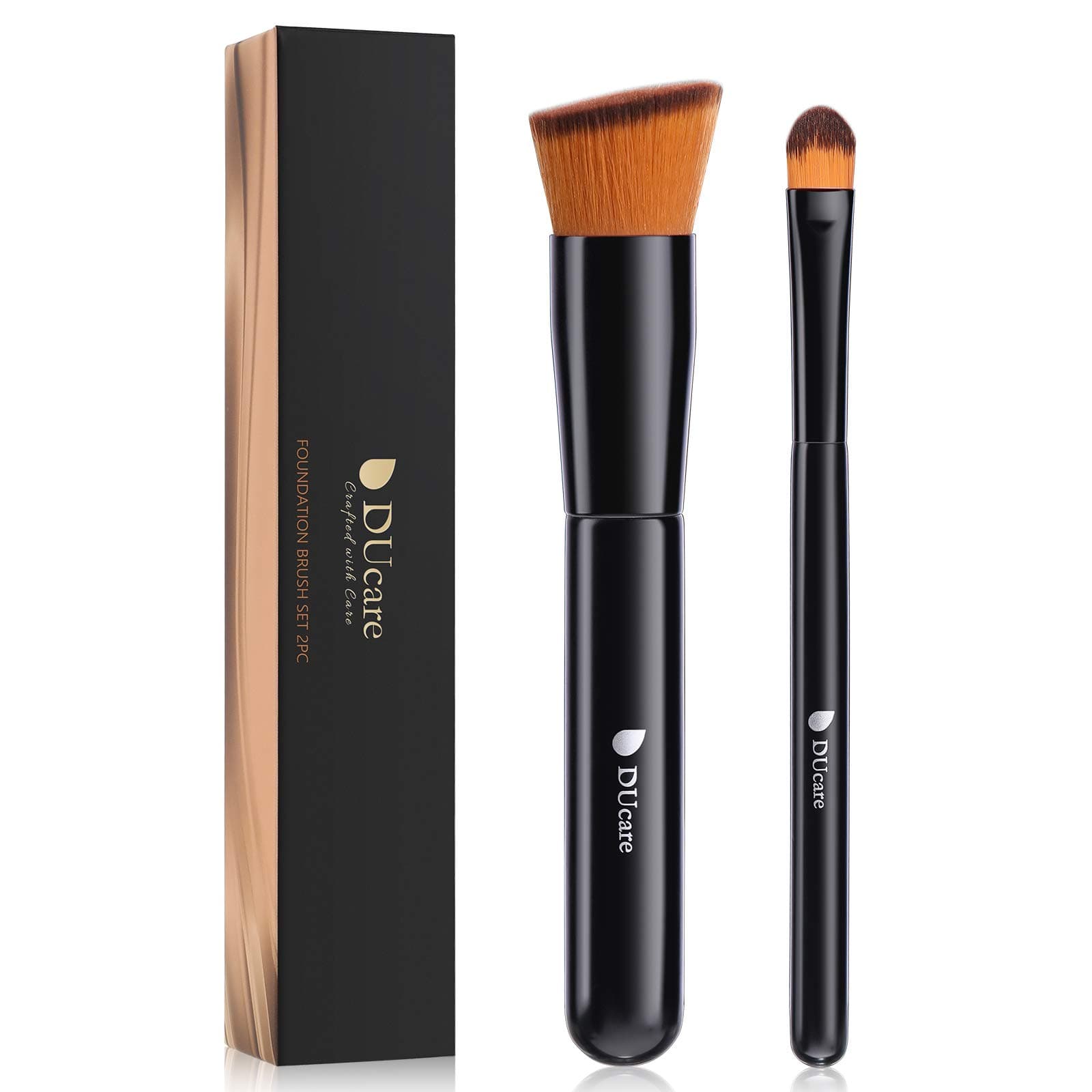 DUcare Popular Makeup Brush, Foundation Brush, Concealer Brush, Gentle on Skin, Uses Premium Taklon, For Base Makeup that Won't Crack (Pack of 2)