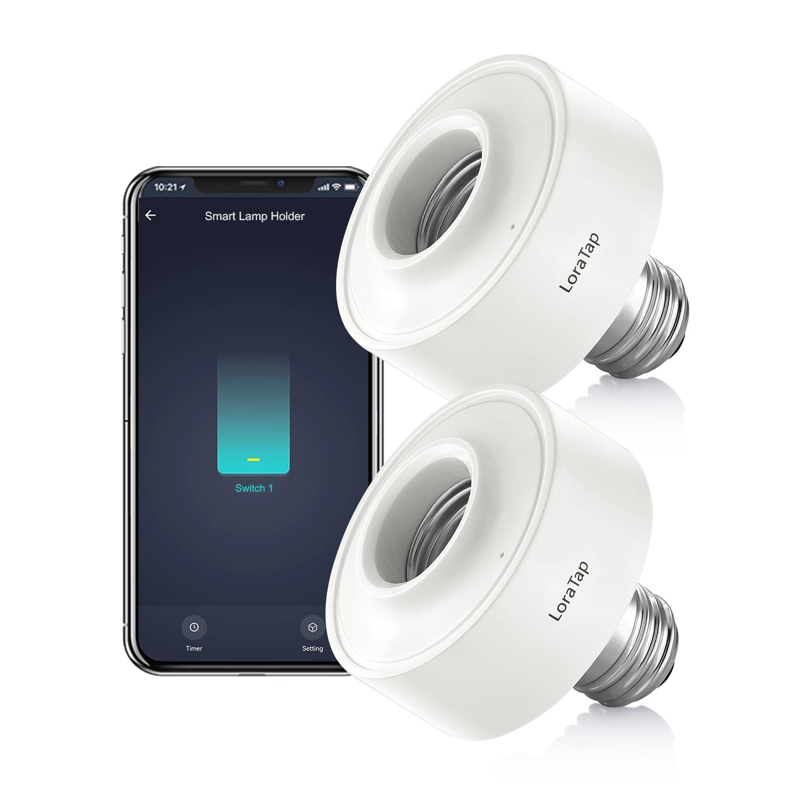 Smart WiFi Bulb Socket E26 2 Pack Wi-Fi LED Light Bulb Timer Lamp Holder Adapter, Voice Control with Amazon Alexa and Google Home, Smart Life App Control from Anywhere by Phone, 30W Max.