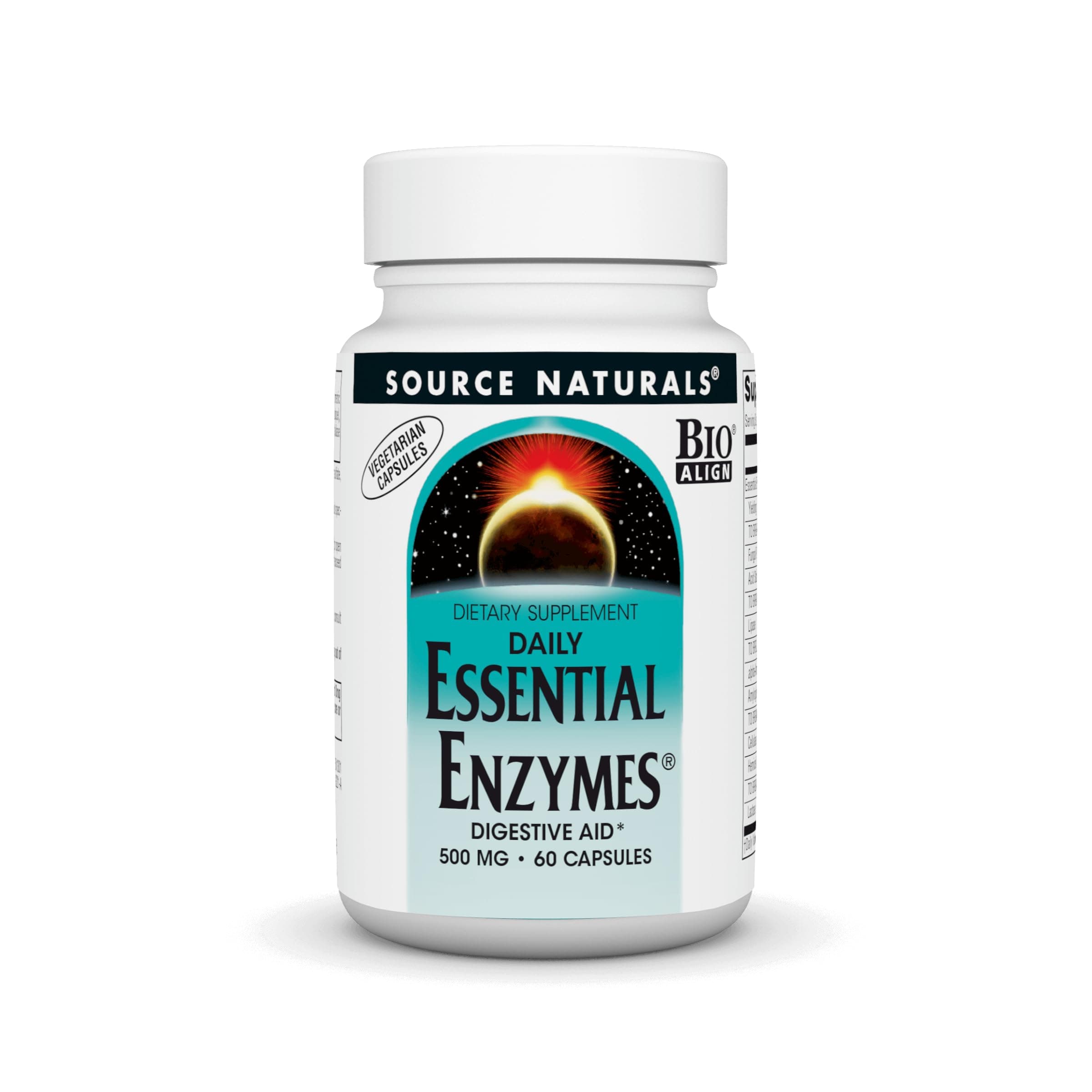 Essential Enzymes 500mg Bio-Aligned Multiple Enzyme Supplement Herbal Defense for Digestion, Gas, Constipation & Bloating Relief - Supports Immune System* - 60 Vegetarian Capsules
