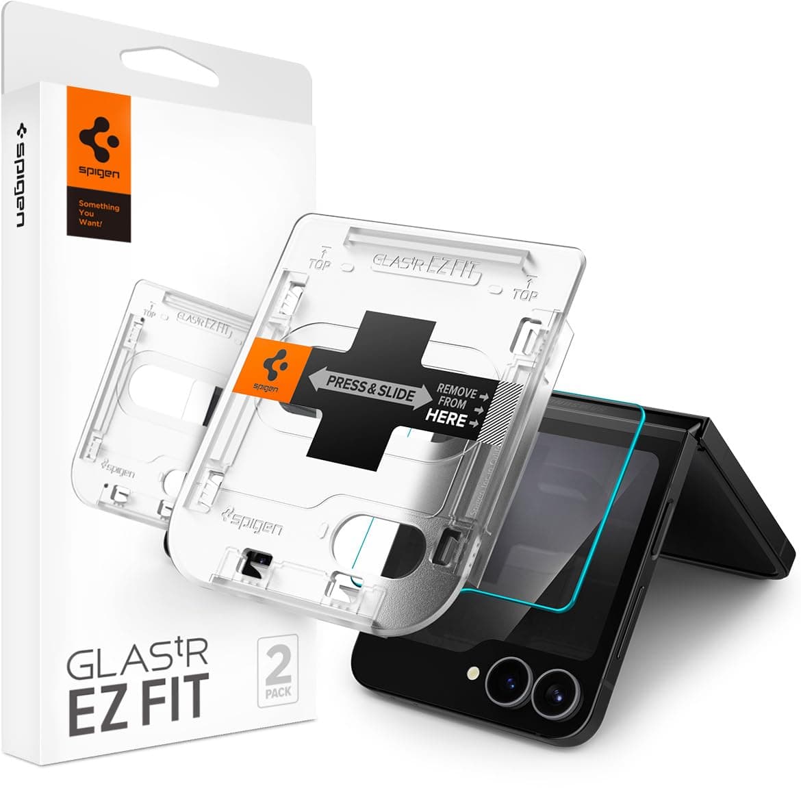 Spigen 2 Pack Glas.tR EZ Fit Tempered Glass External Screen Protector for Samsung Galaxy Z Flip7 FE/Galaxy Z Flip 6