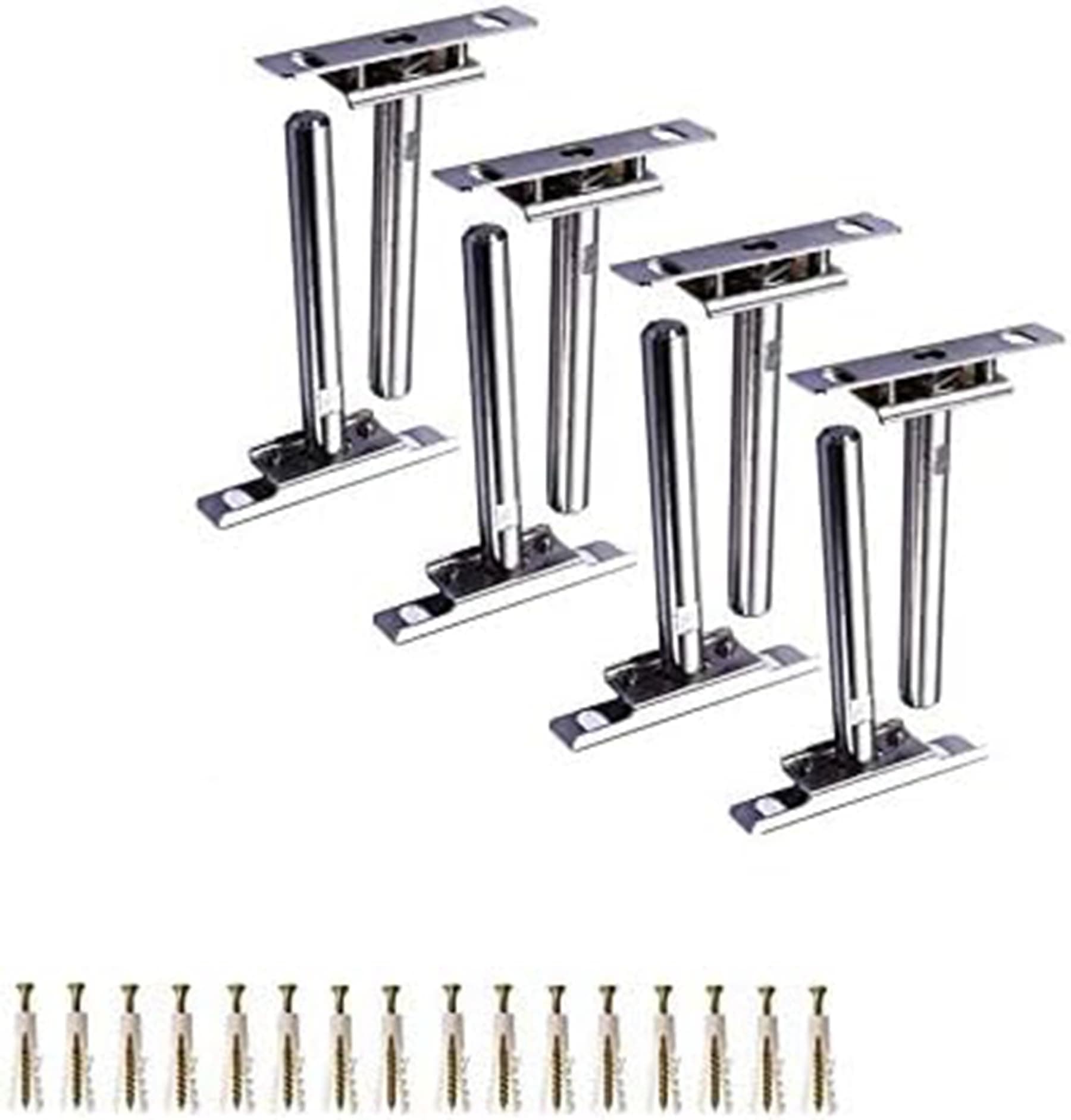 VinBee 8 PCS Floating Shelf Bracket Blind Shelf Support Hidden Brackets for Floating Wood Shelves- 4 inches Silver (Including Screws)