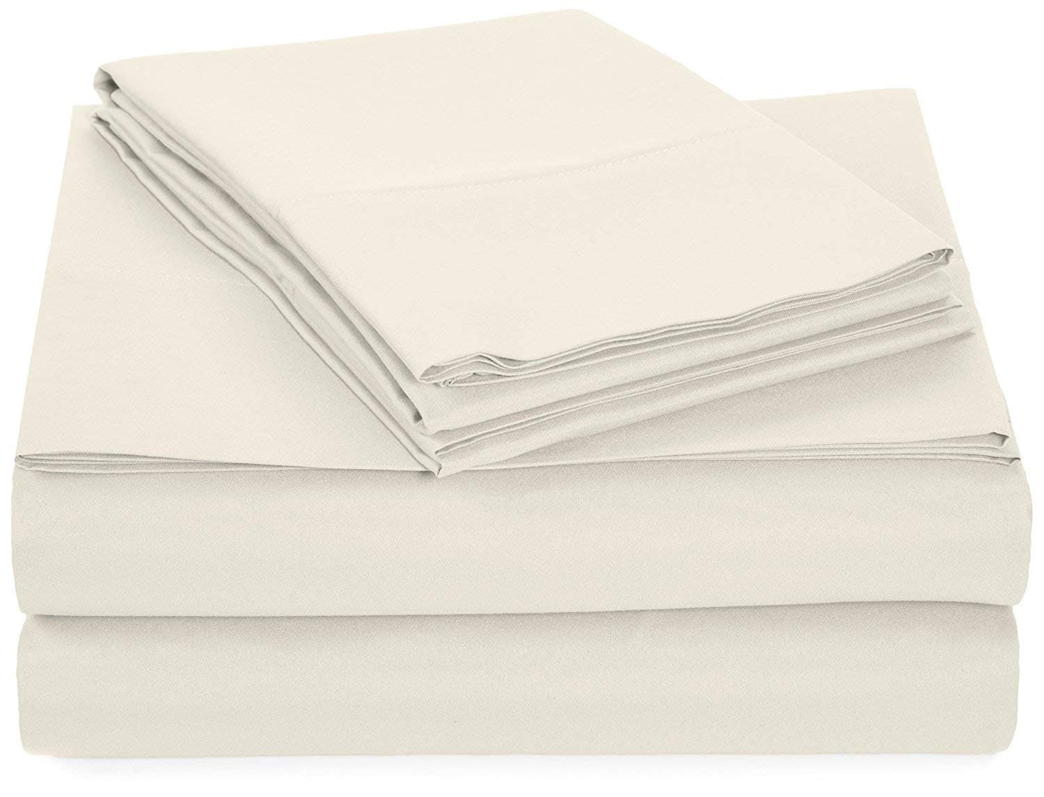 Waterbed Sheets Super Single Size 100% Cotton 15 Inches -Deep Pockets- Attached Waterbed Sheet Set- 4 Piece - Hotel Luxury Bed - Extra Soft -Ivory Solid Bed Sheets -Super Single