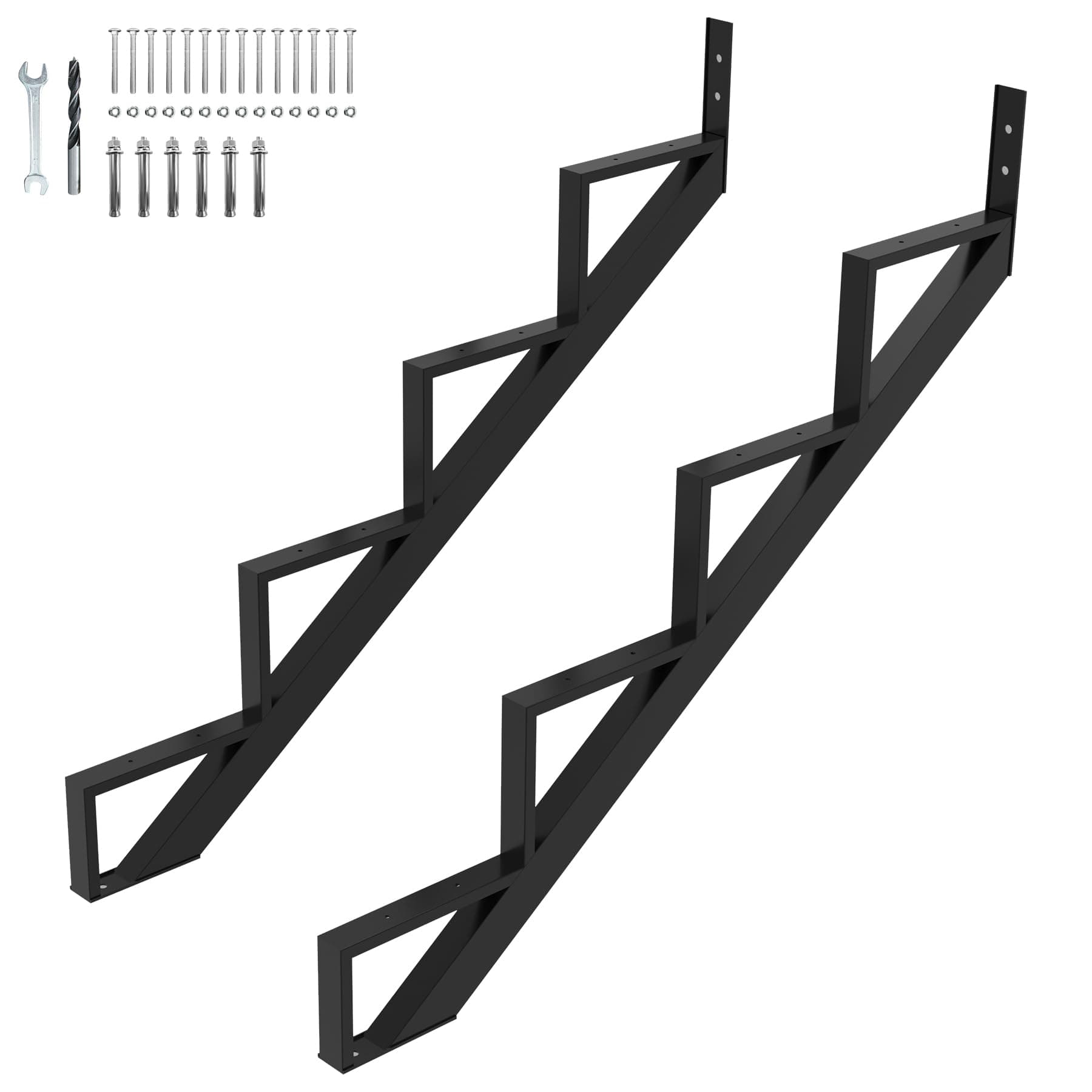 Steel Stair Step Riser 2 Pack, 4-Step Steel Stair Stringer, One Step Stair Stringer for Outdoor Steps and Outdoor Stairs