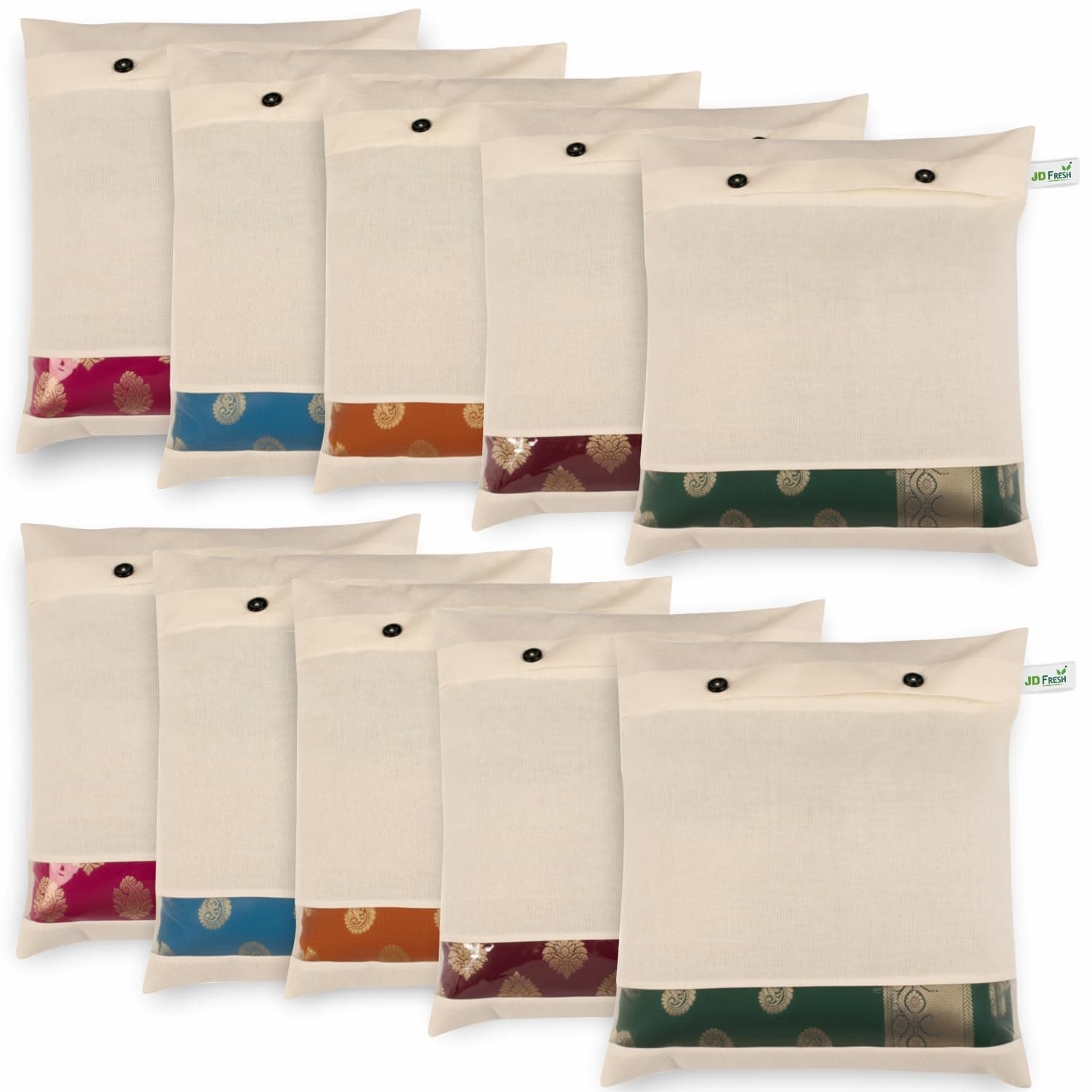 JD FRESH 10 Pcs Saree Covers For Storage/cotton storage bags for clothes/Multi-Purpose Lehenga Storage Bag/Clothes Covers for Dresses/Sarees/Lehengas (14x16 Inch, Brown)