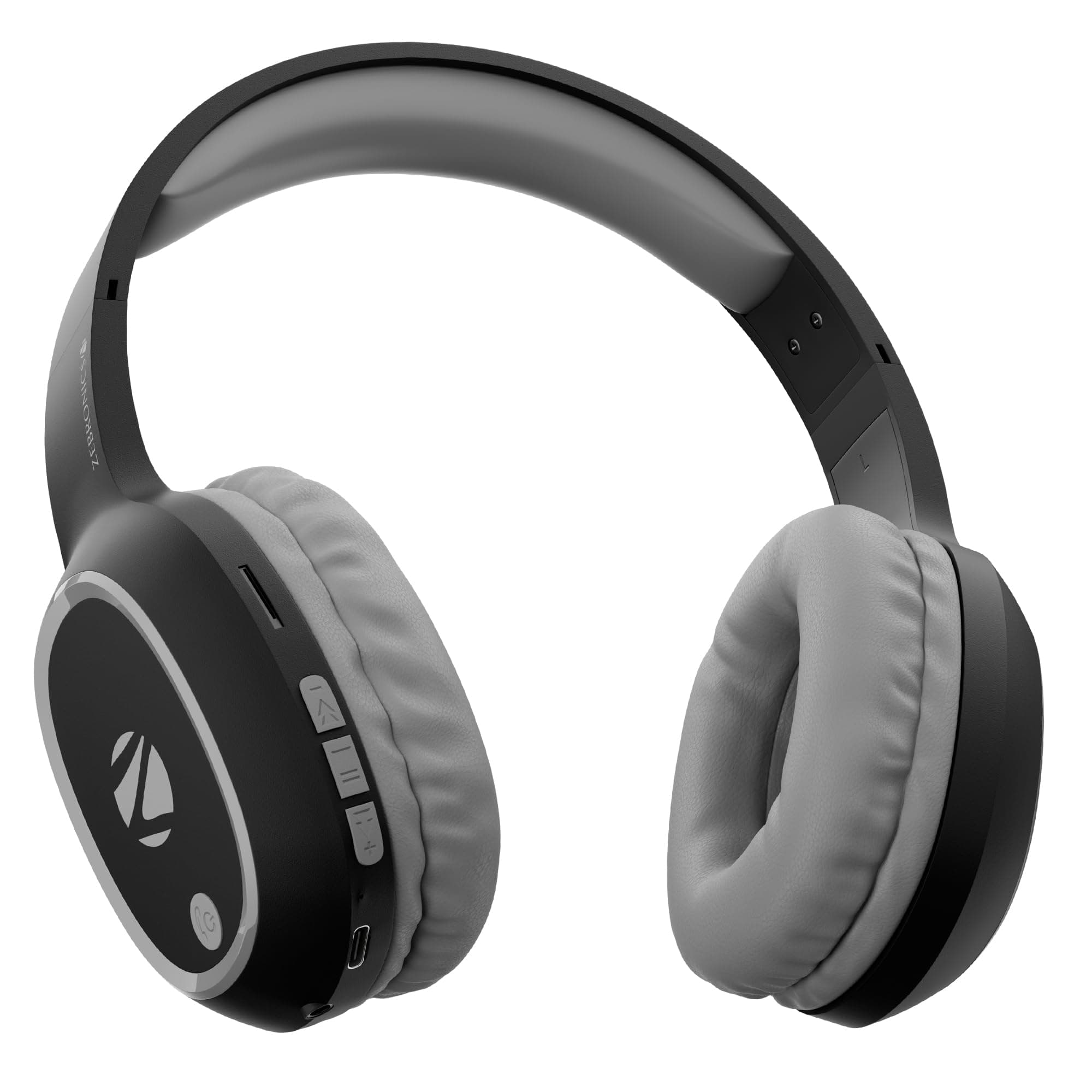 Wireless Headphones, Upto 60Hrs Playback, 40mm Drivers, BT v6.0, AUX, Micro SD, Media/Volume Control, Type-C Charging, Dual Pairing, Gaming Mode, Adjustable Headband (Thunder, Black)