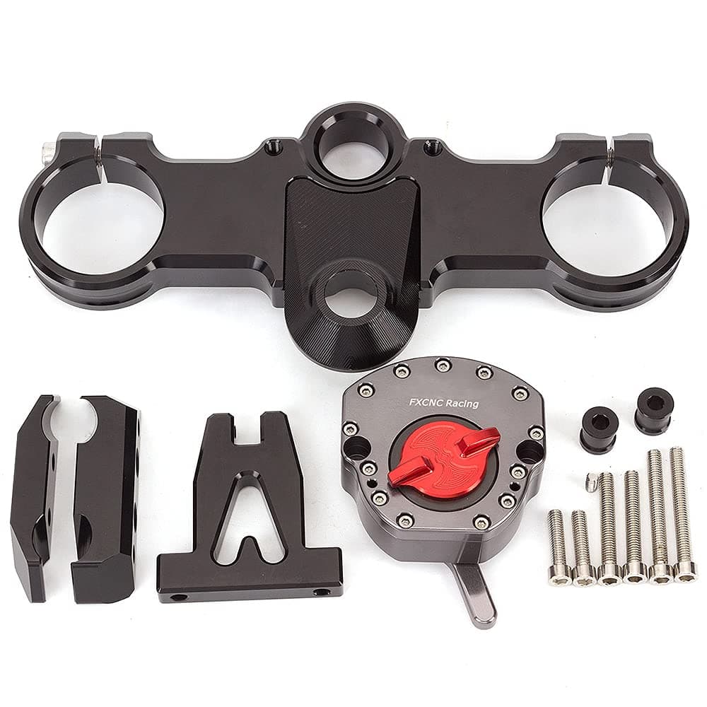 Motorcycle Billet Adjustable CNC Steering Damper Stabilizer Seat With Mounting Bracket Kit Full Set Compatible with RC250 RC390 RC 250 390 All Years