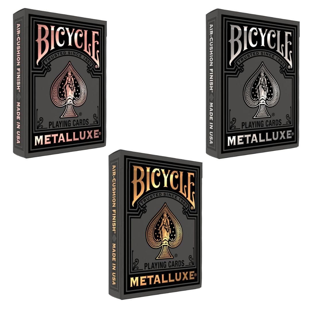 Black Metalluxe 3 Pack Bundle – Includes Gold, Silver, and Rose Gold Playing Card Decks