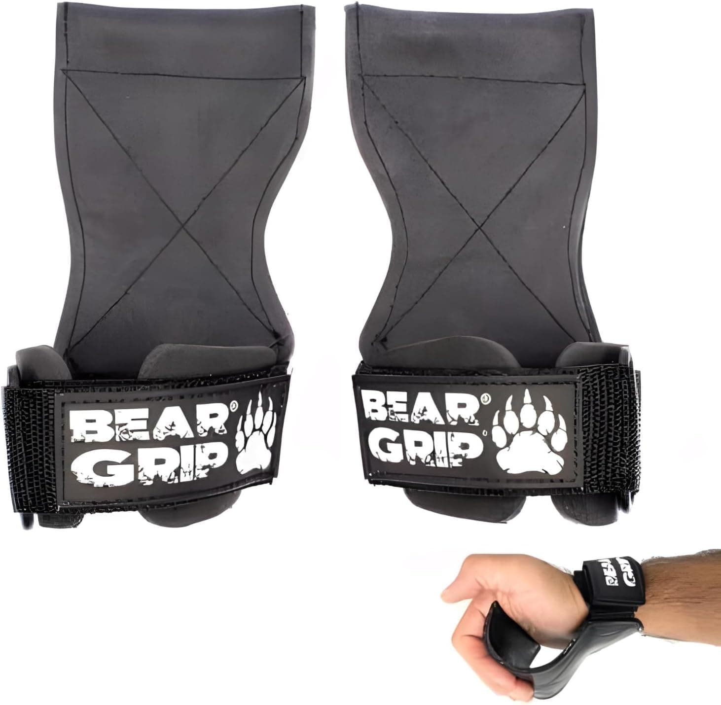 BEAR GRIP Multi Grip Straps/Hooks, Premium Heavy Duty Weight Lifting Straps/Gloves - Gym Strap for Deadlifts, Rows & Weight Training, Wrist Support for Men & Women