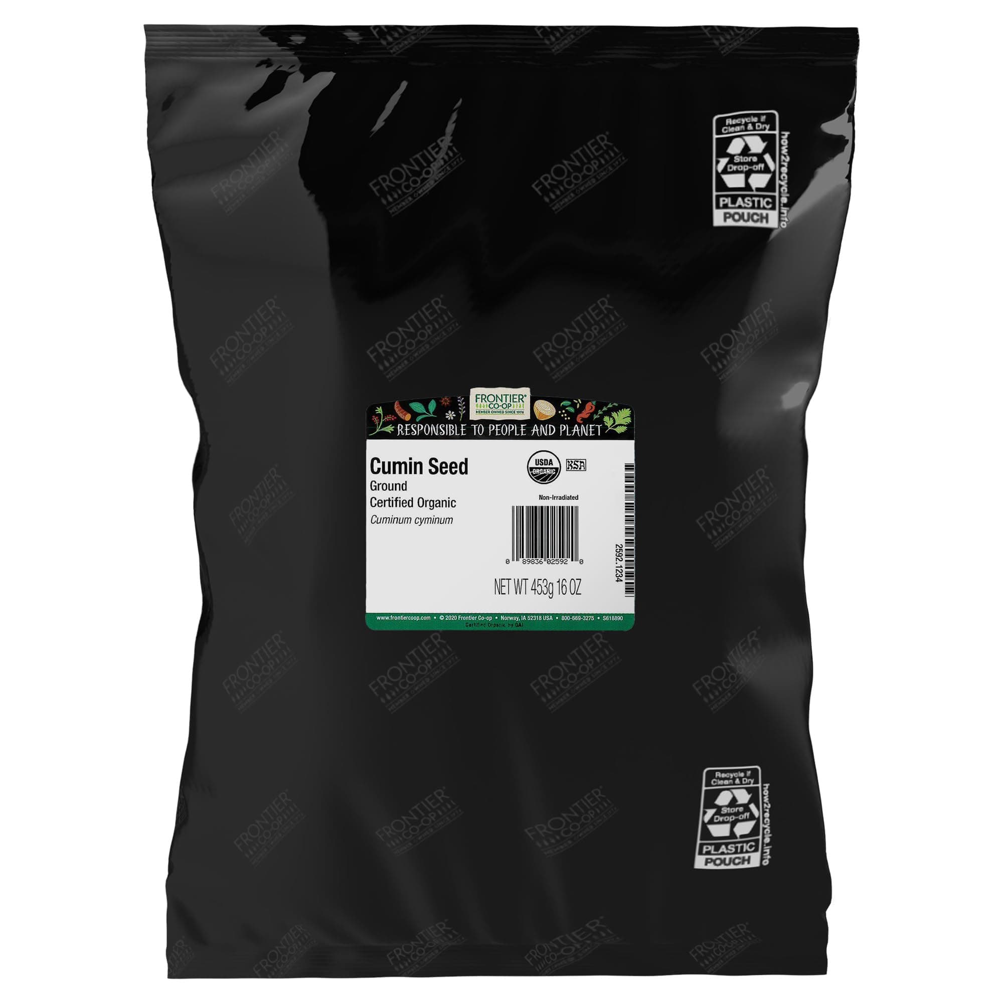 Frontier Co-op Organic Cumin Seed, 1lb Bulk Bag, Ground Cumin Seasoning - Robust Flavor - Perfect Cumin Powder for Chili, Soups, Stews, Curries & More