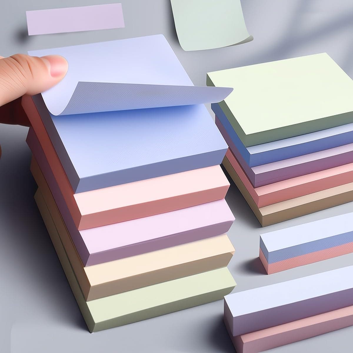 Wolpin Sticky Notes Cube | 400 Sheets (4 Pastel Morandi Colors, 100 Sheets Each) | Self-Adhesive Memo Pads for Office, School, Study & Reminders | 7.6 x 7.6 cm