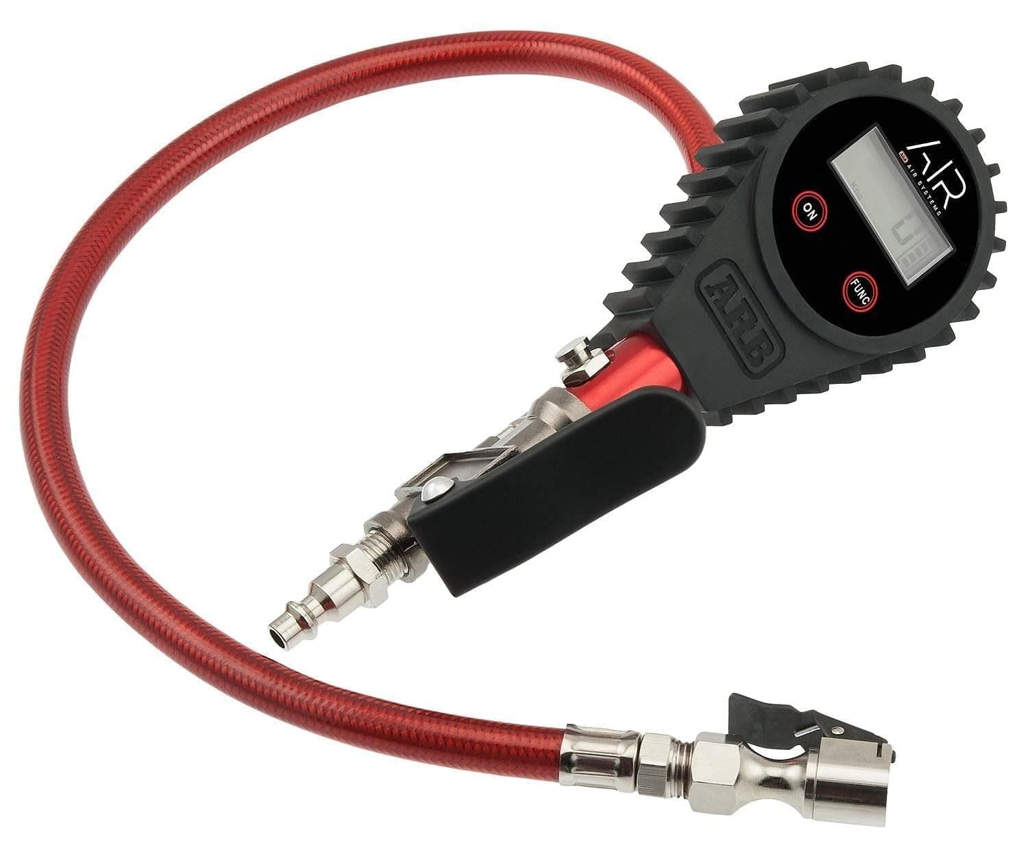 ARB601 Digital Tire Pressure Gauge with Braided Hose and Chuck, Inflator and Deflator 25-75 PSI Readings