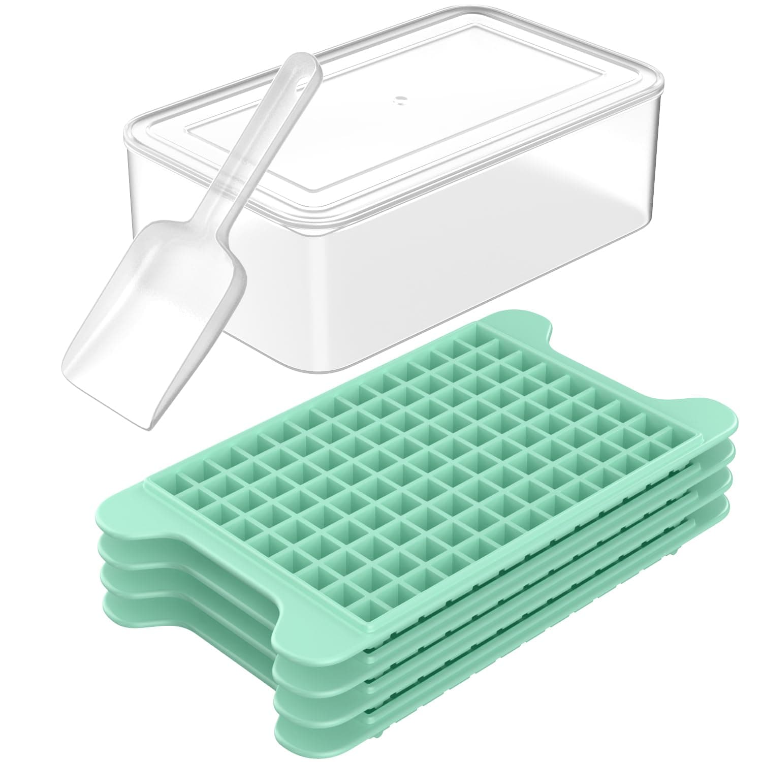 Mini Ice Cube Tray for Freezer: Small Ice Trays for Freezer with Bin - 135×4PCS Easy Release Nugget Ice Tray - Crushed Ice Tray with Ice Container