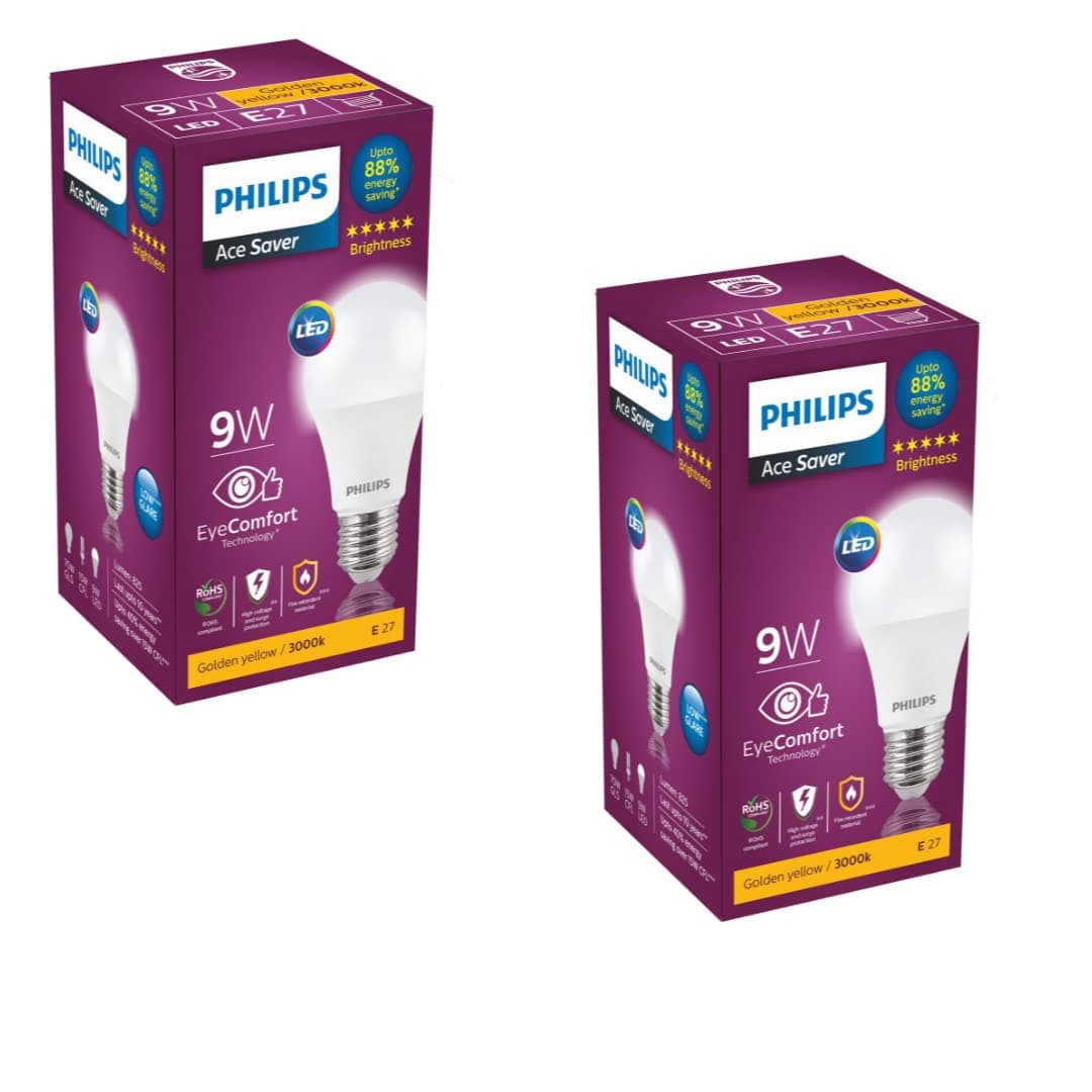 PHILIPS 9W e27 LED Bulb, Pack of 2