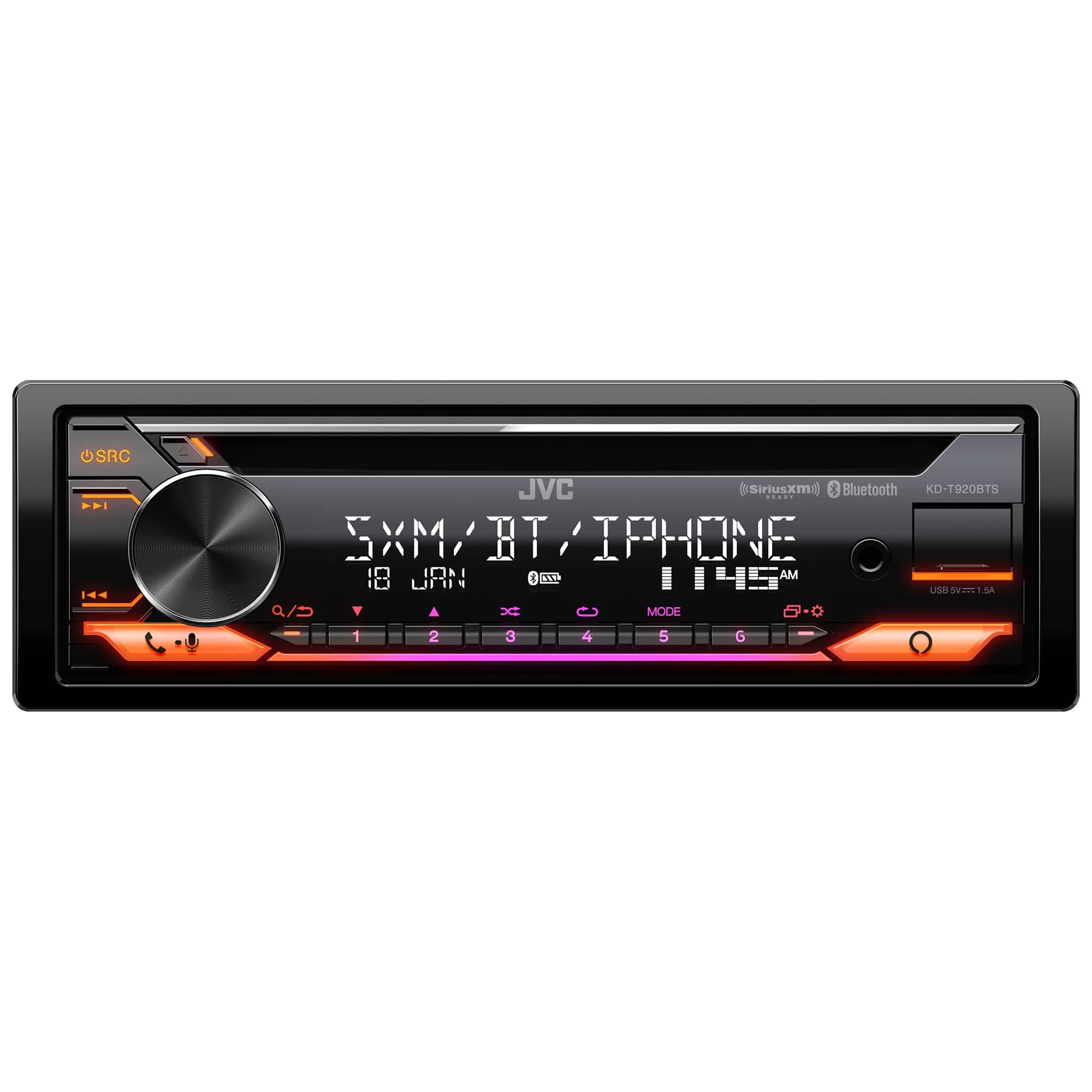 JVC KD-T920BTS Car Stereo with Bluetooth, Front USB, AUX, Amazon Alexa, SiriusXM Radio Ready, Hi-Power Amplifier
