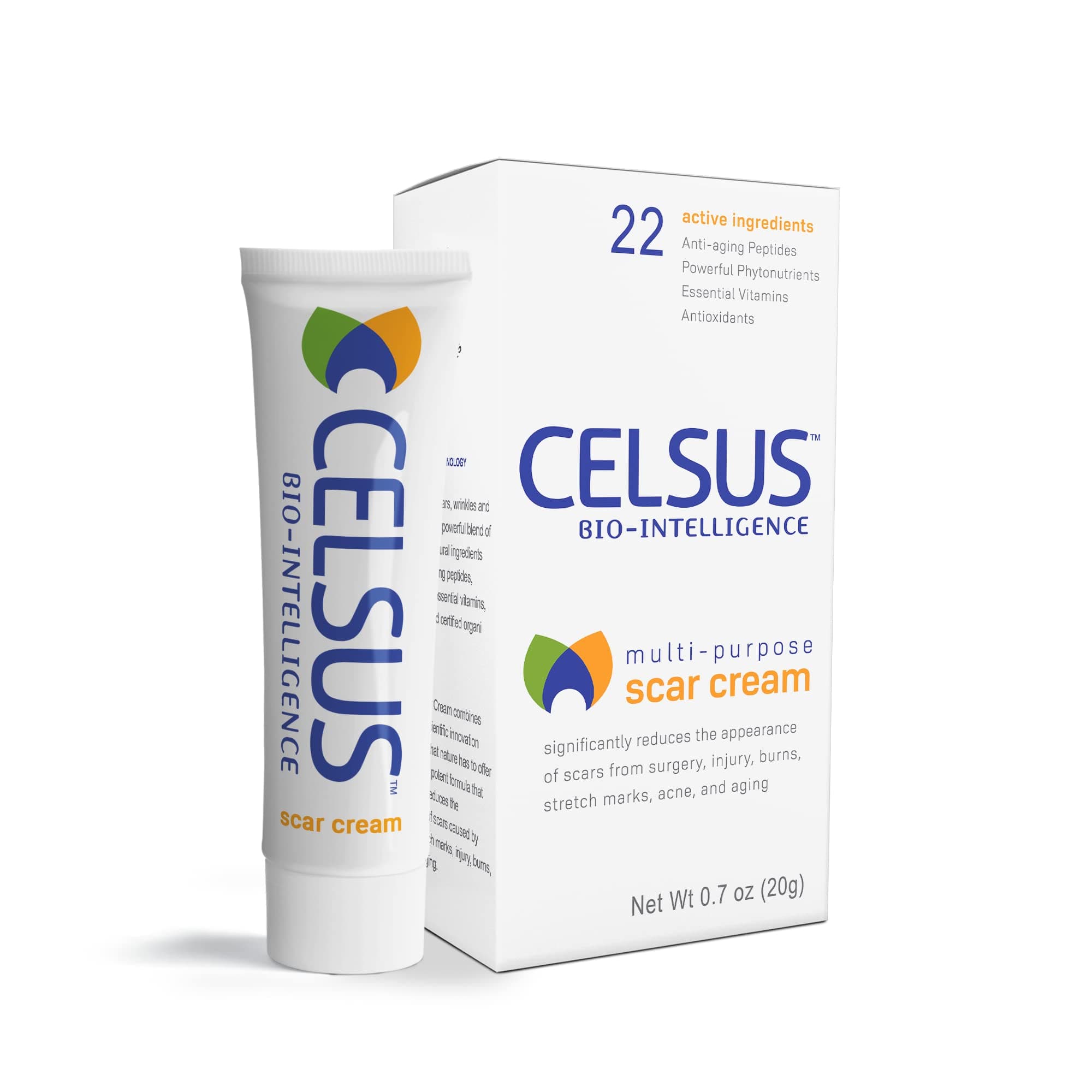 CELSUS Bio-Intelligence - Scar Cream for Fading Acne, Stretch Marks, Wrinkles and Other Skin Blemishes, Effective Scar Cream For Surgical Scars, 0.7 oz
