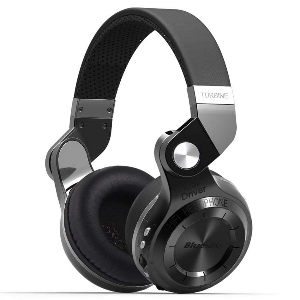 T2 Plus Turbine Wireless Bluetooth Headphones with Mic/Micro SD Card Slot/FM Radio (Black)