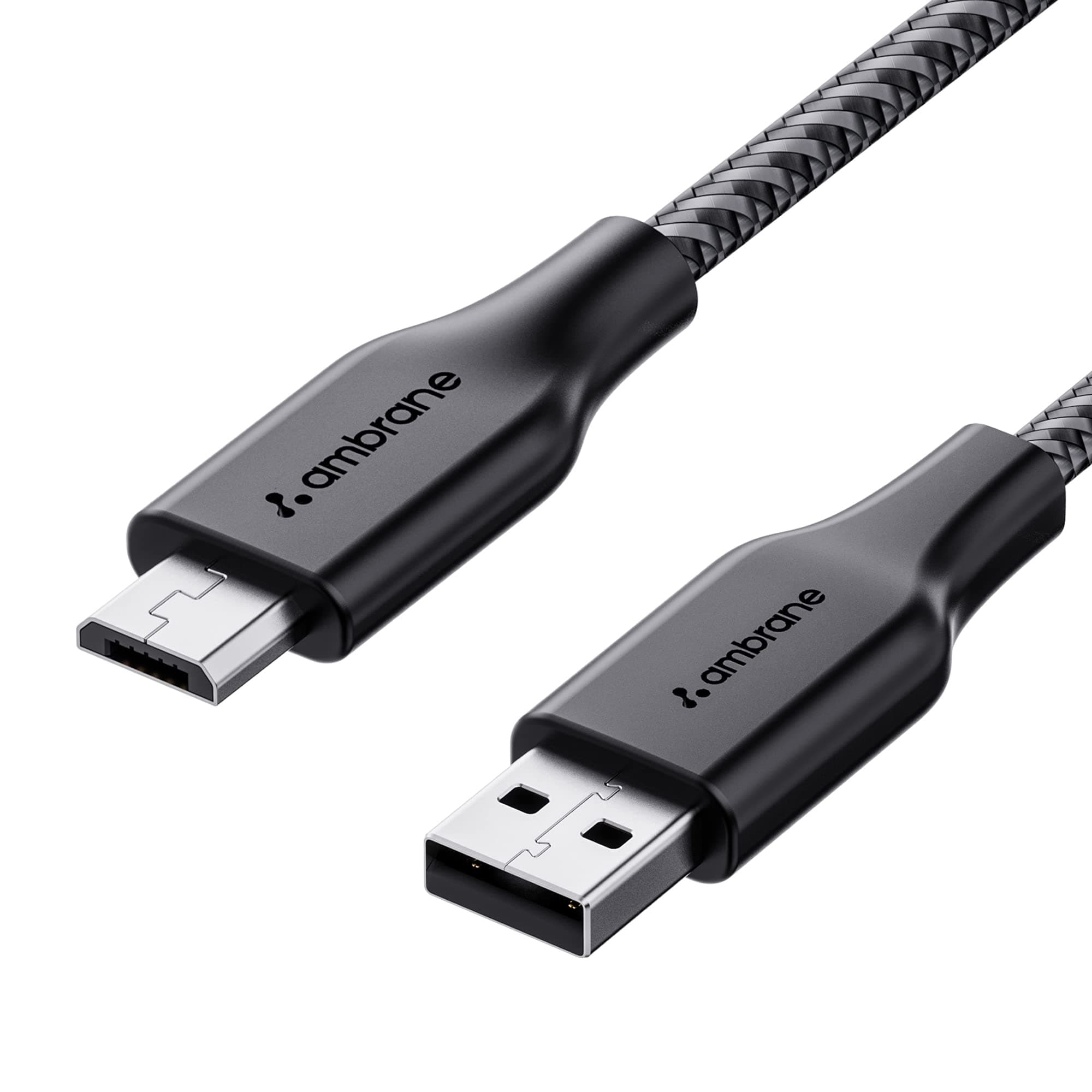 Ambrane Unbreakable 60W / 3A Fast Charging 1.5M Braided Micro Usb Cable For Smartphones, Tablets, Laptops & Other Micro Usb Devices, 480Mbps Data Sync, Quick Charge 3.0 (Rcm15,) Black